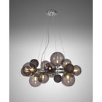 NL83149 Rome 12 Light Circular Pendant Polished Chrome Smoked/Black Glass