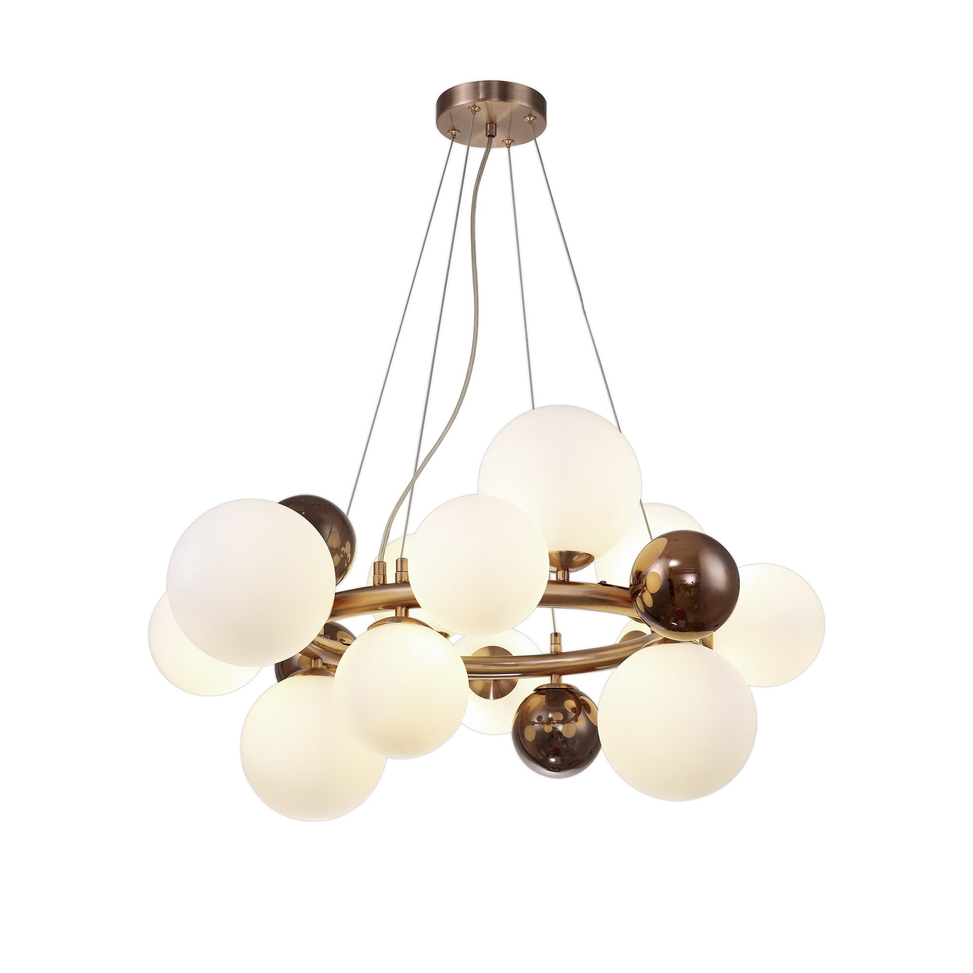NL83159 Rome 12 Light Circular Pendant Copper Opal/Copper Glass