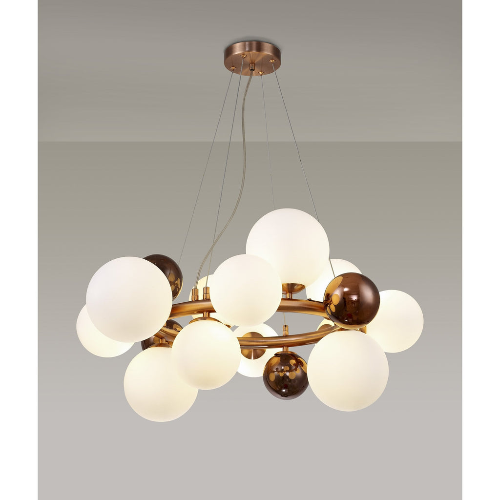 NL83159 Rome 12 Light Circular Pendant Copper Opal/Copper Glass