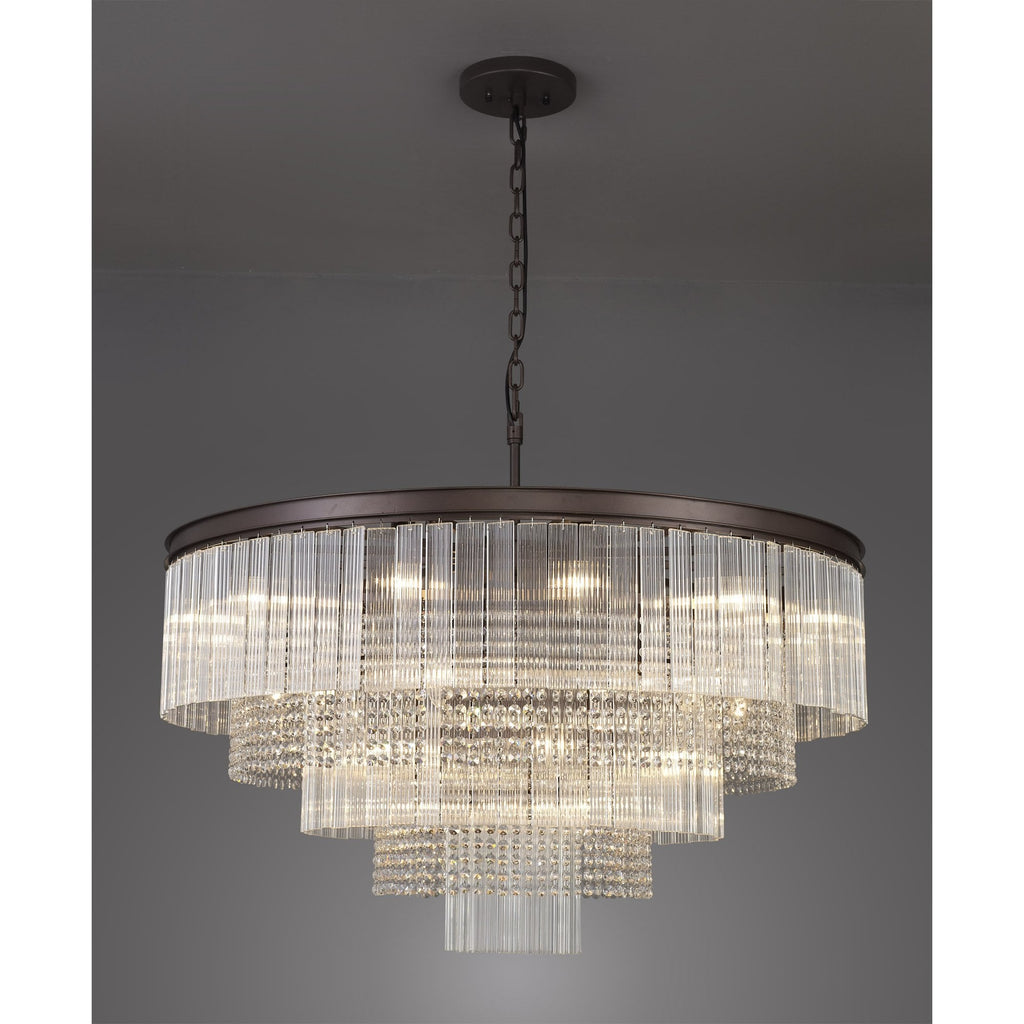 NL83269 Baylan 27 Light Large 3 Tier Round Pendant Brown Oxide