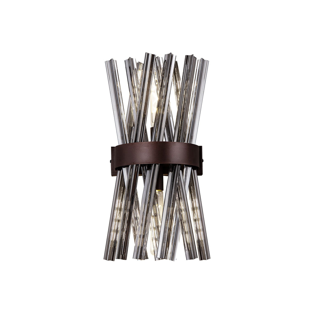 NL83639 Clover 2 Light Wall Light Brown Oxide / Smoke Glass