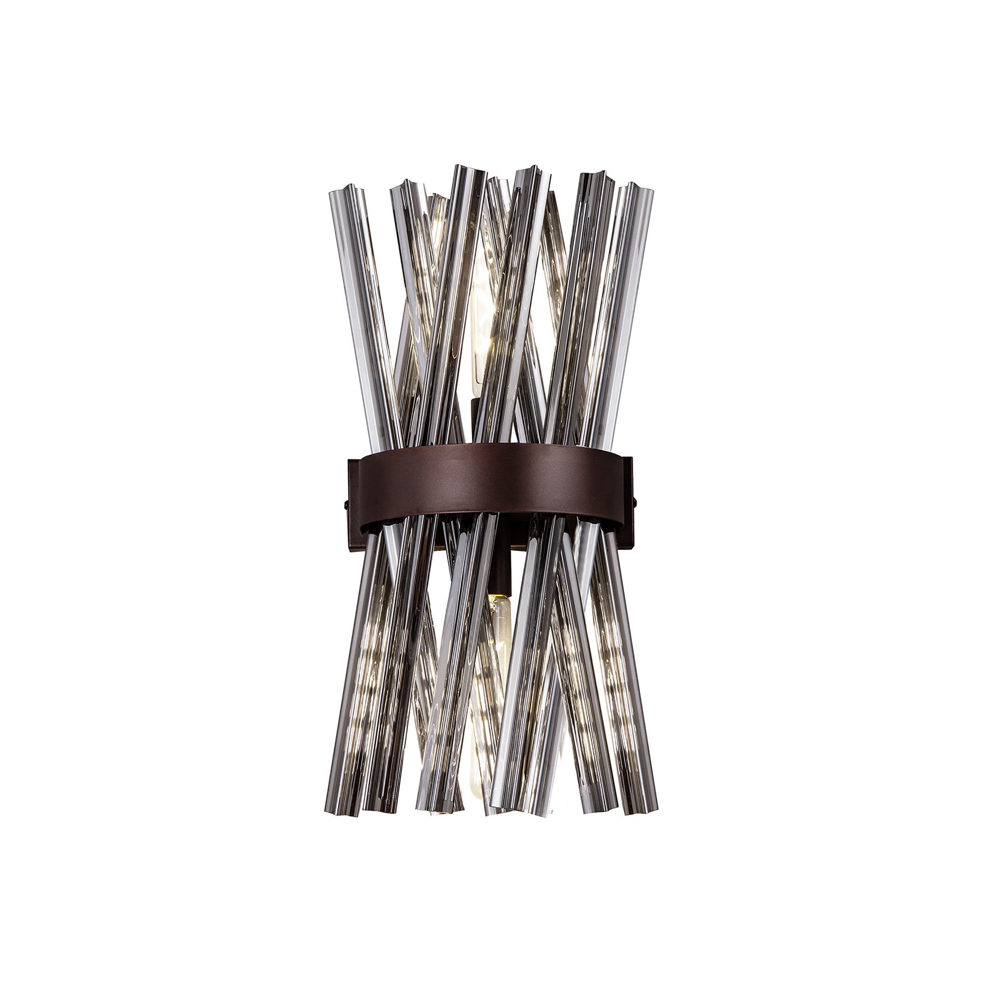 NL83639 Clover 2 Light Wall Light Brown Oxide / Smoke Glass