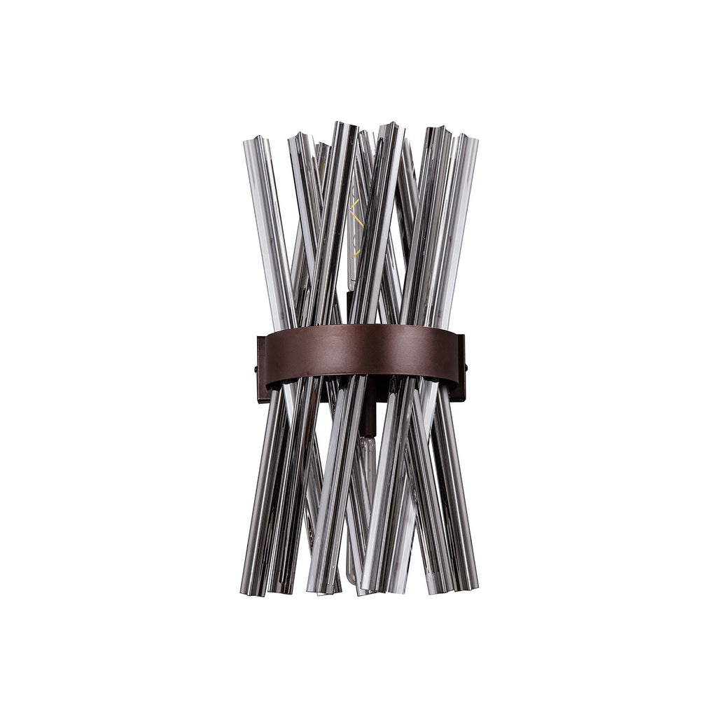 NL83639 Clover 2 Light Wall Light Brown Oxide / Smoke Glass