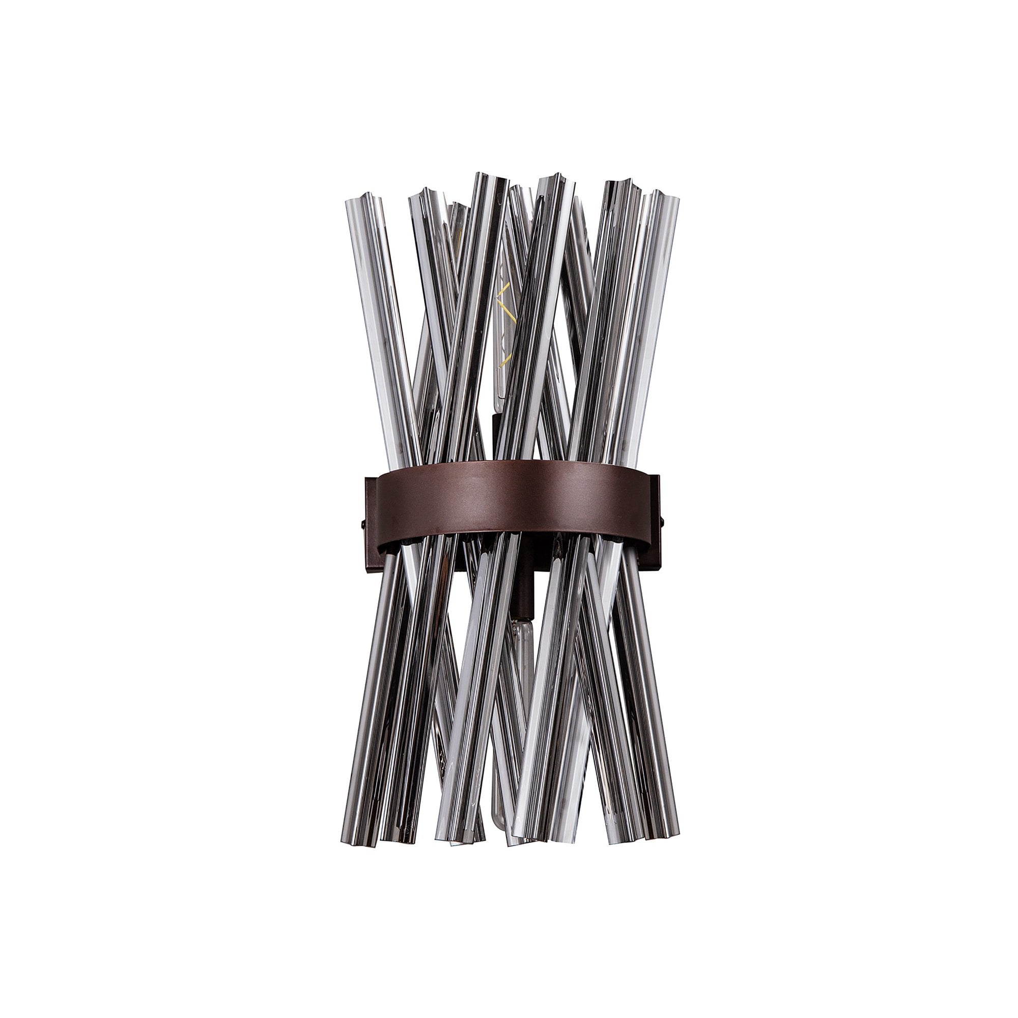 NL83639 Clover 2 Light Wall Light Brown Oxide / Smoke Glass