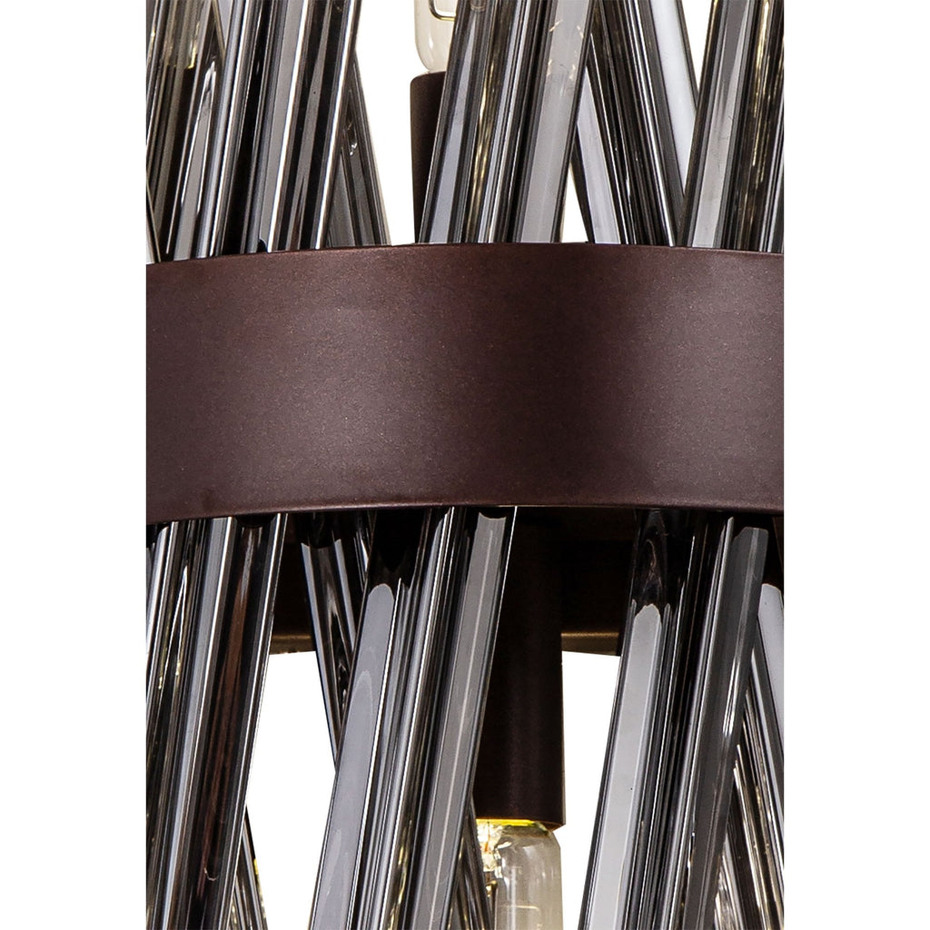 NL83639 Clover 2 Light Wall Light Brown Oxide / Smoke Glass