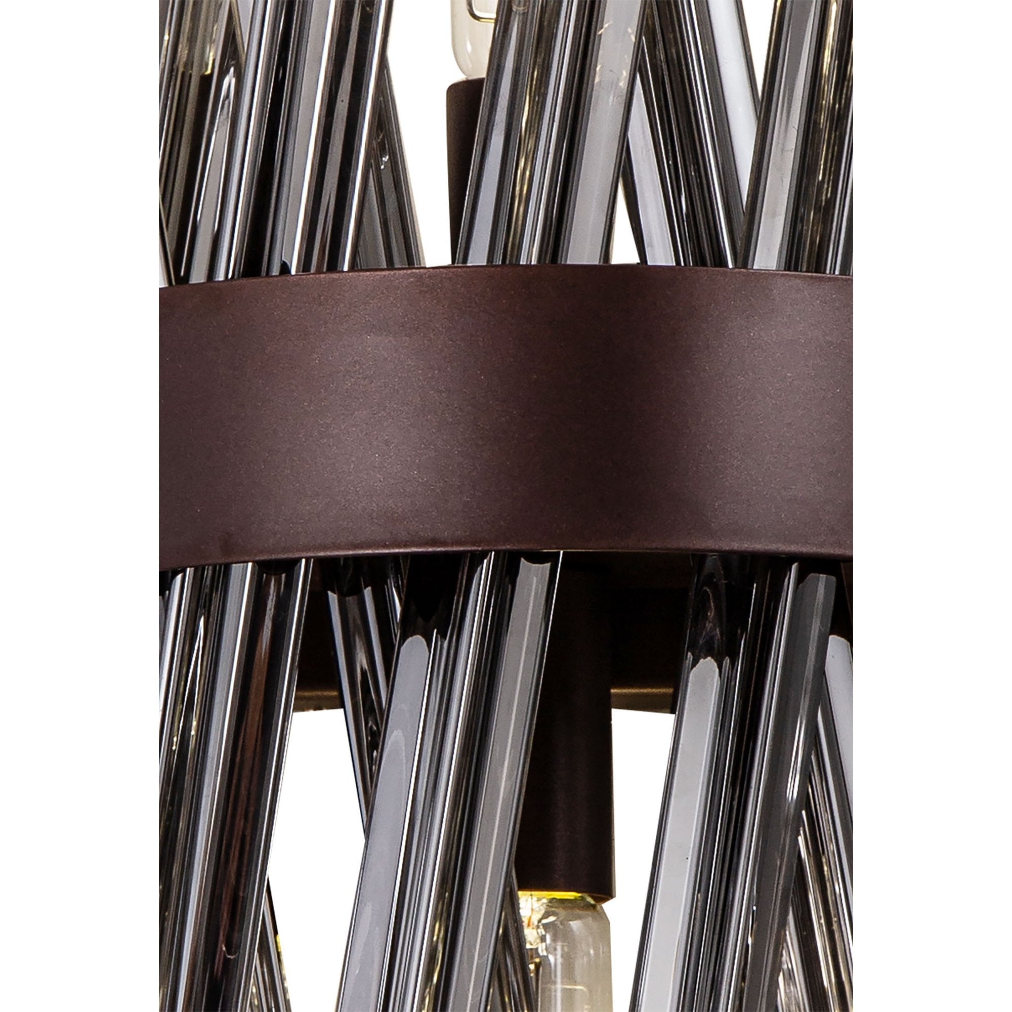 NL83639 Clover 2 Light Wall Light Brown Oxide / Smoke Glass