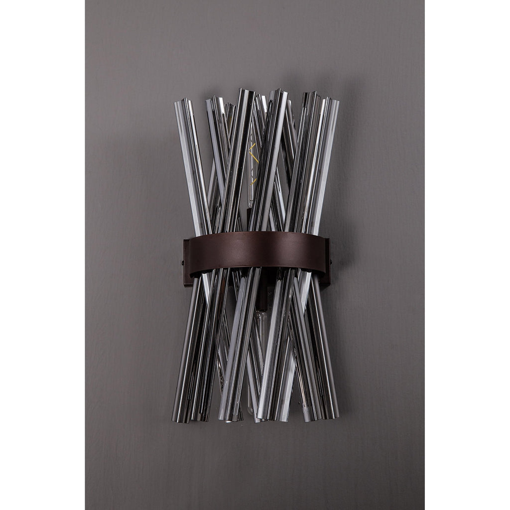 NL83639 Clover 2 Light Wall Light Brown Oxide / Smoke Glass