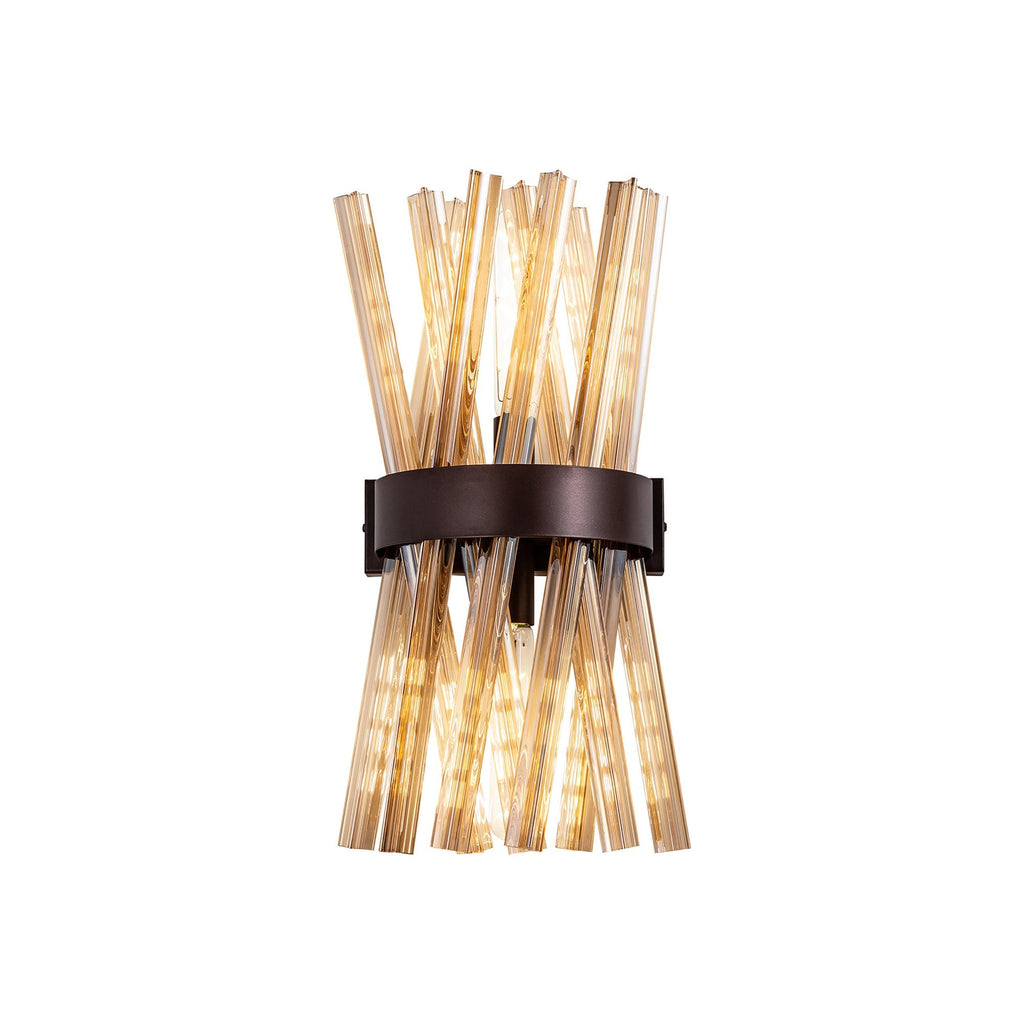 NL83649 Clover 2 Light Wall Light Brown Oxide / Champagne Glass