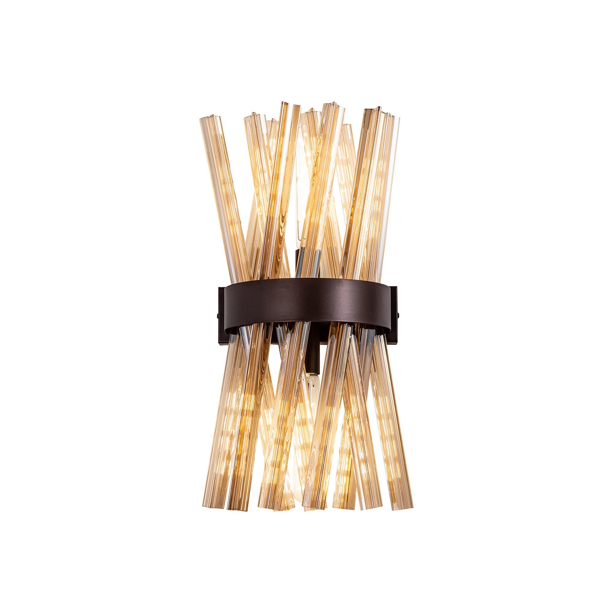 NL83649 Clover 2 Light Wall Light Brown Oxide / Champagne Glass