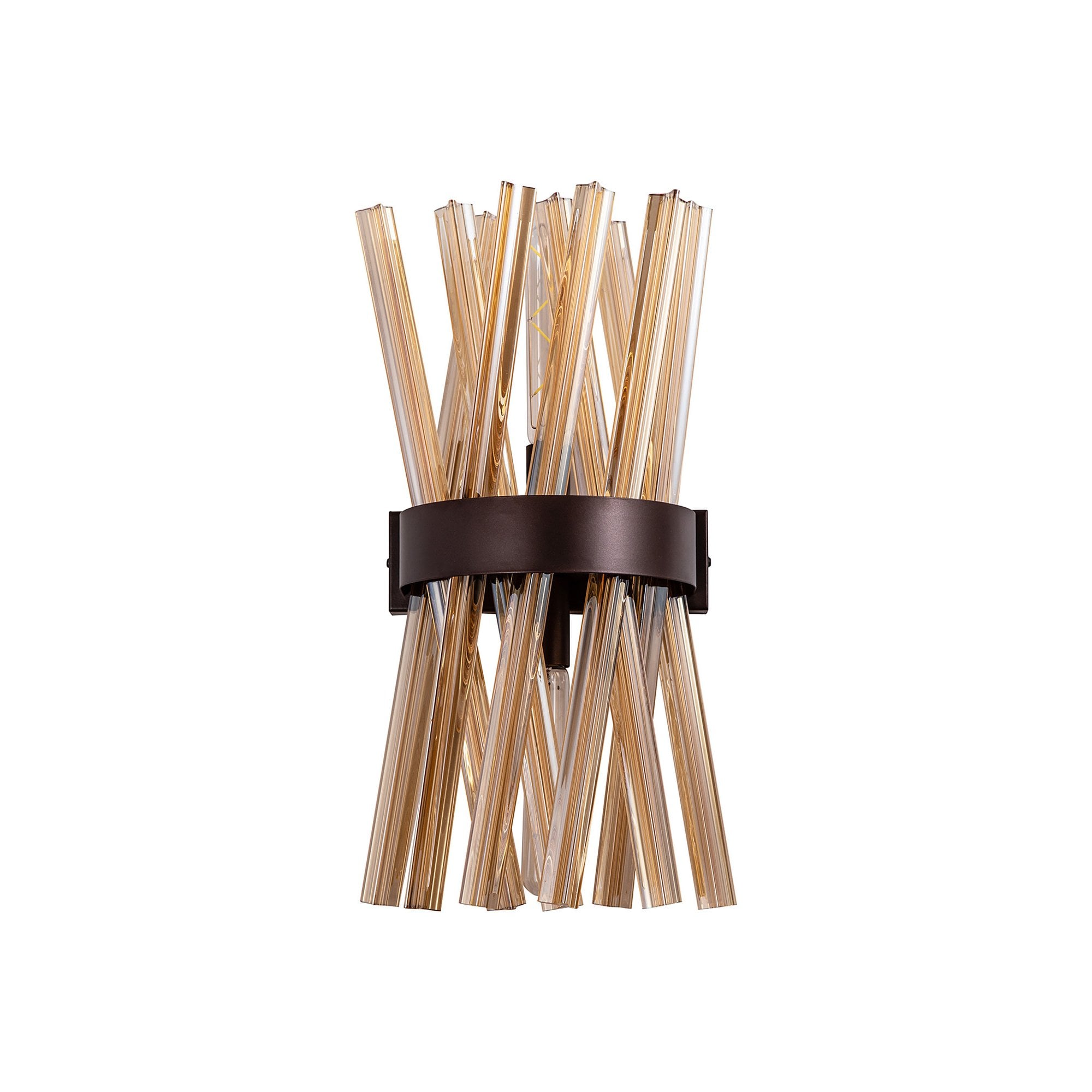 NL83649 Clover 2 Light Wall Light Brown Oxide / Champagne Glass