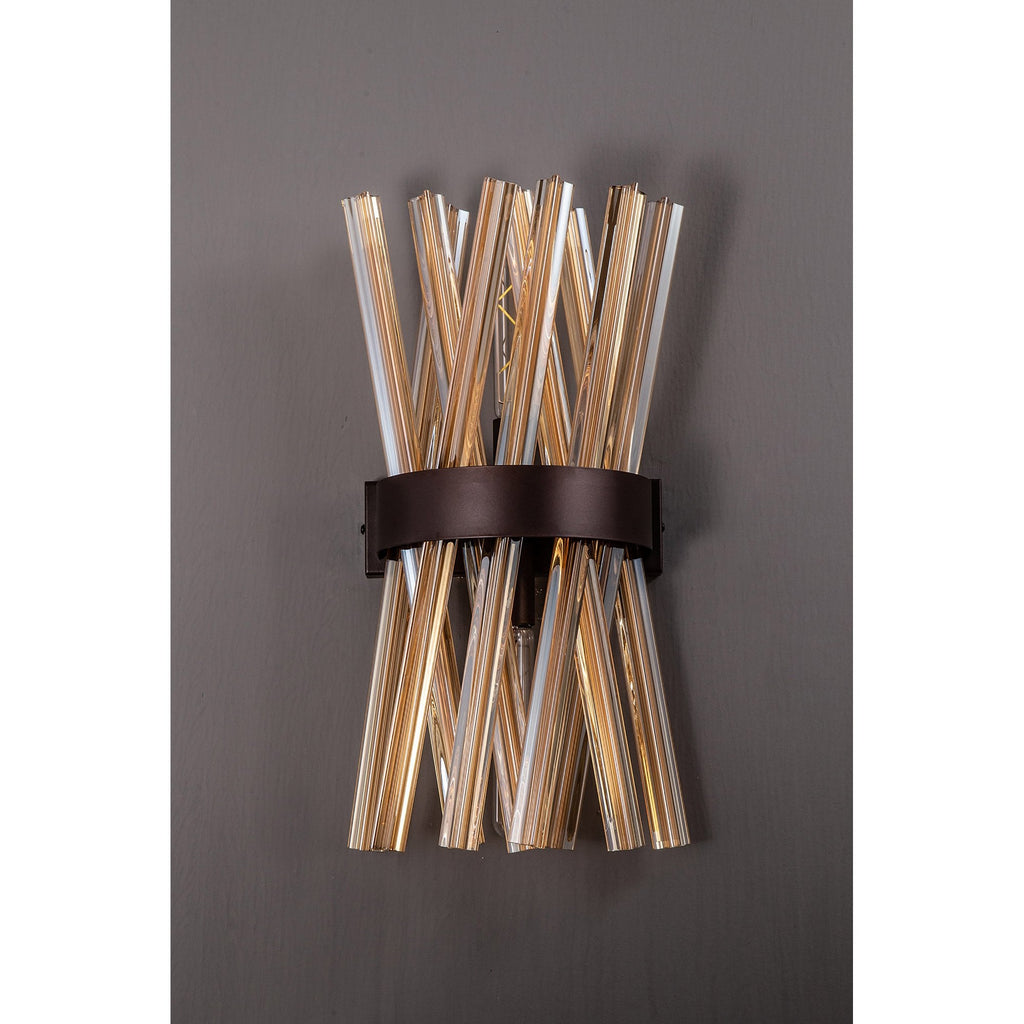 NL83649 Clover 2 Light Wall Light Brown Oxide / Champagne Glass