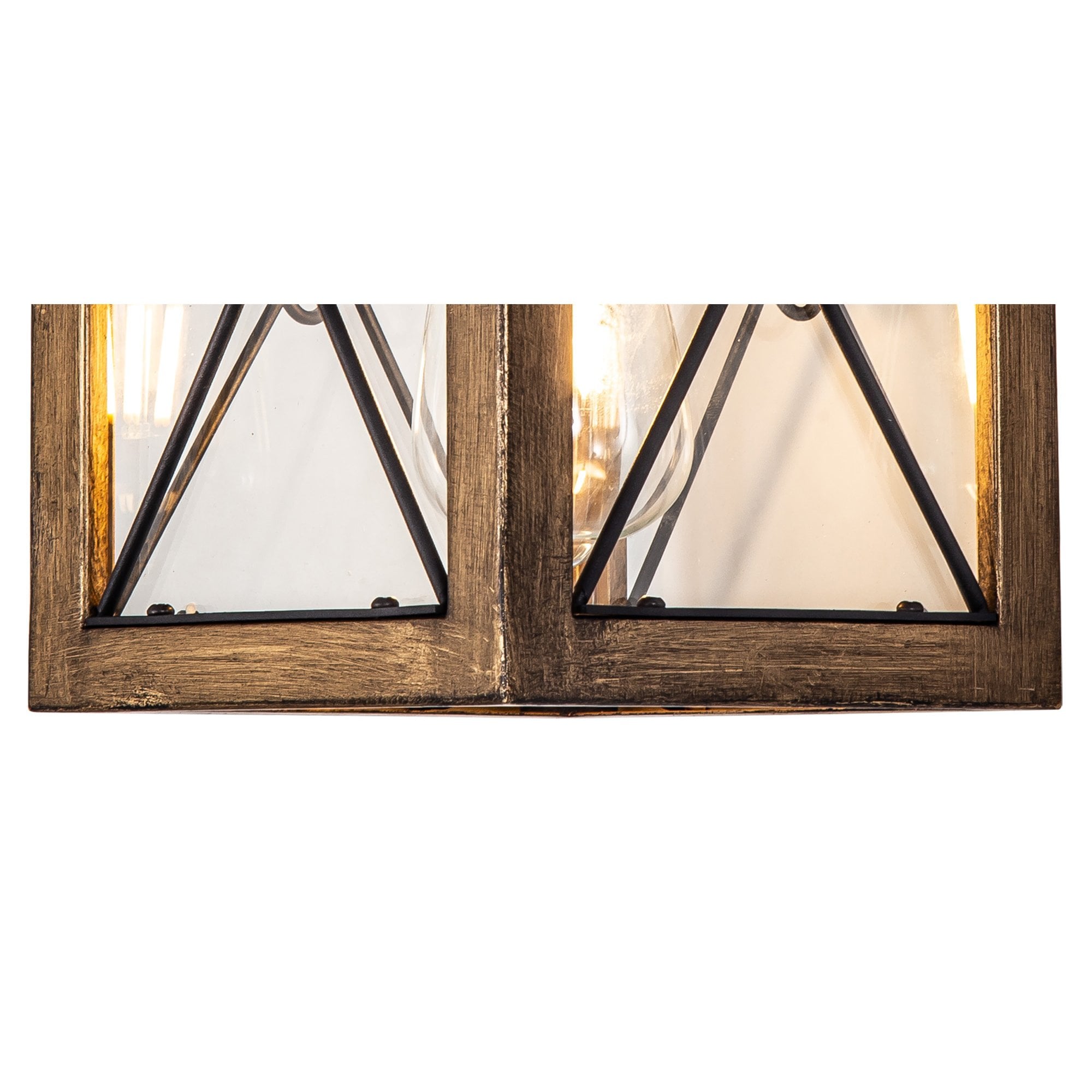 NL83719 Rowley Outdoor Small Wall Lamp Wood Effect & Black/Clear Glass