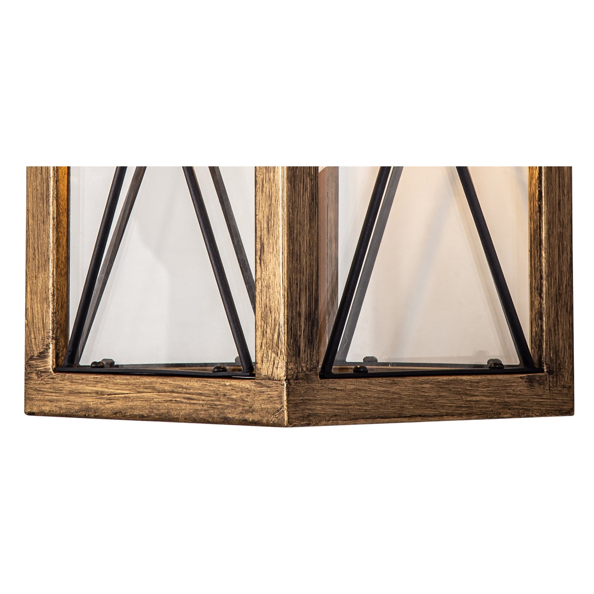 NL83729 Rowley Outdoor Large Wall Lamp Wood Effect & Black/Clear Glass