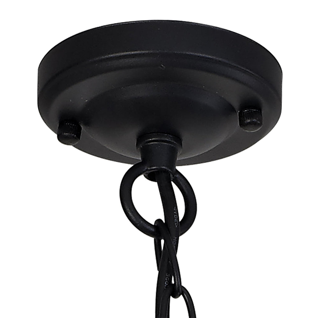 NL83739 Rowley Outdoor Pendant Wood Effect & Black/Clear Glass