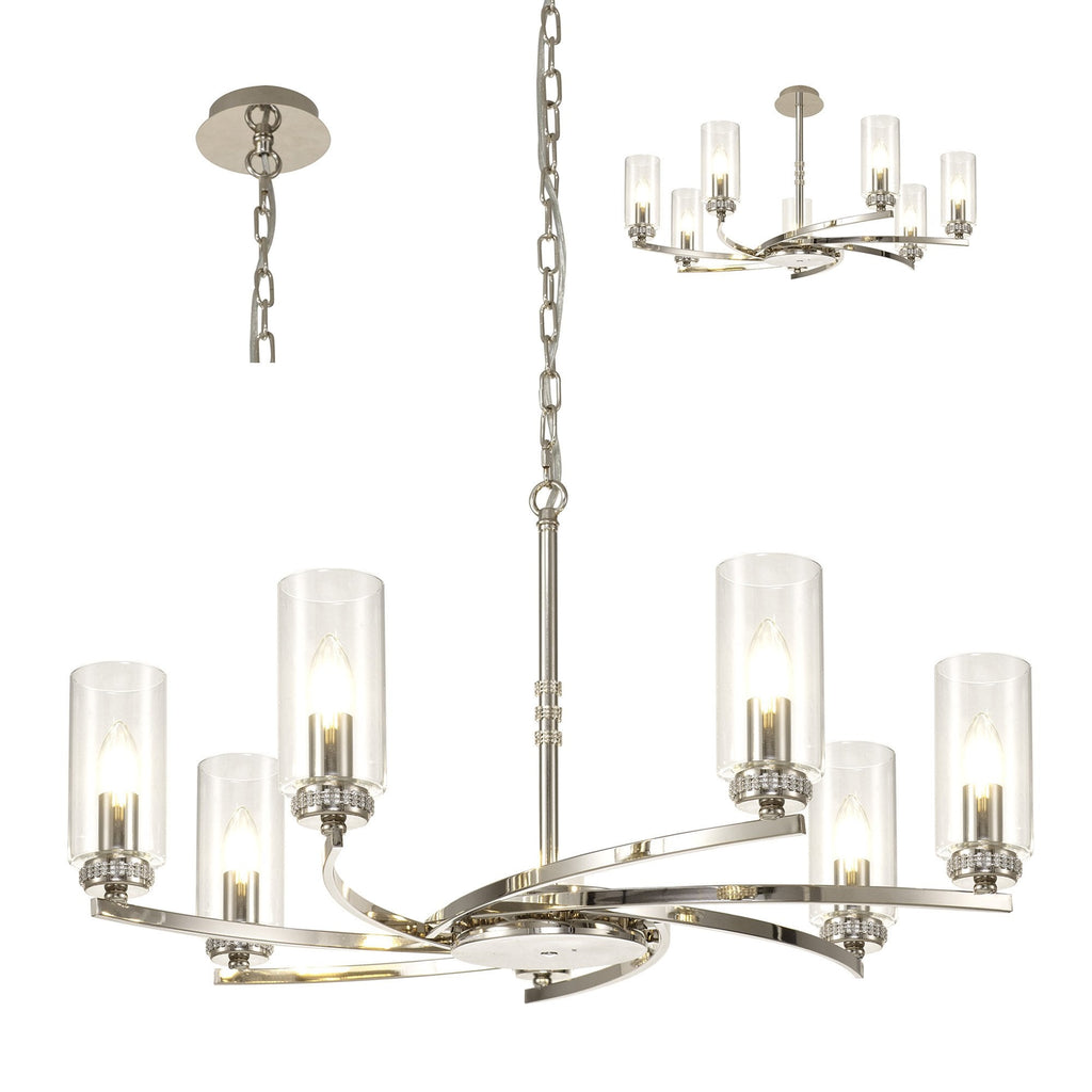 NL83749 Darling 7 Light Pendant/Semi Ceiling Polished Nickel