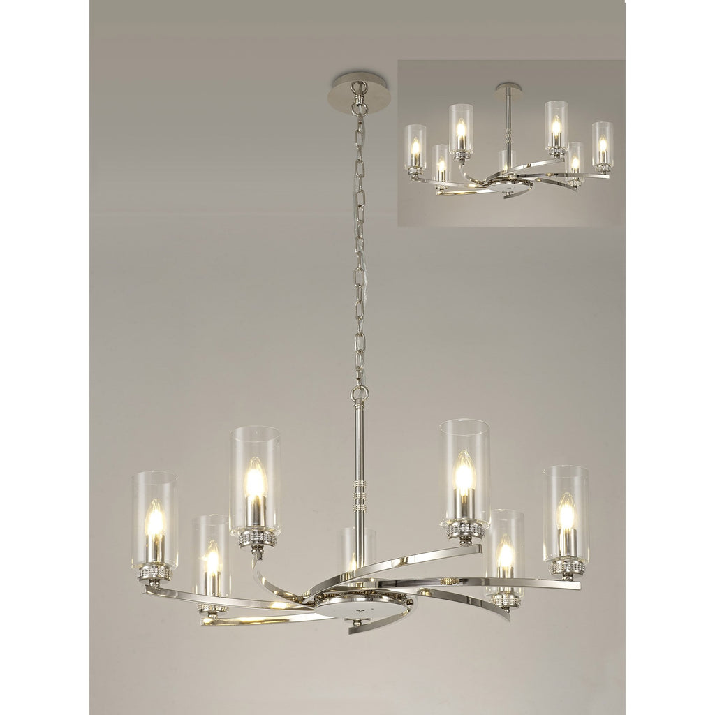 NL83749 Darling 7 Light Pendant/Semi Ceiling Polished Nickel