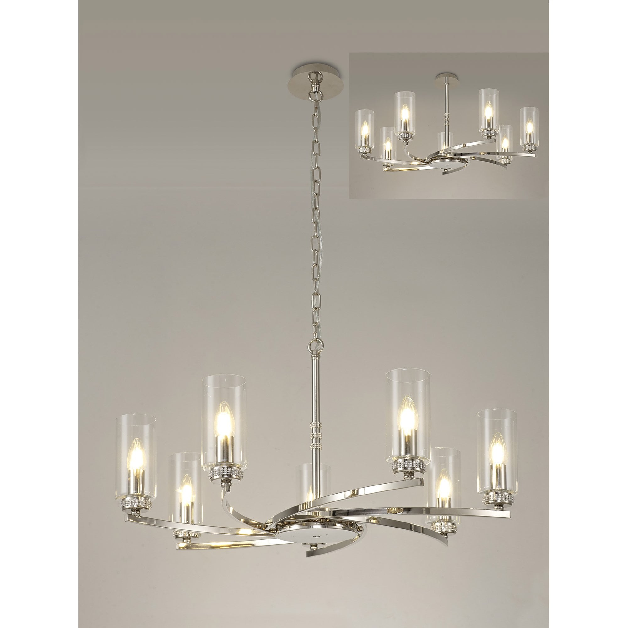 NL83749 Darling 7 Light Pendant/Semi Ceiling Polished Nickel