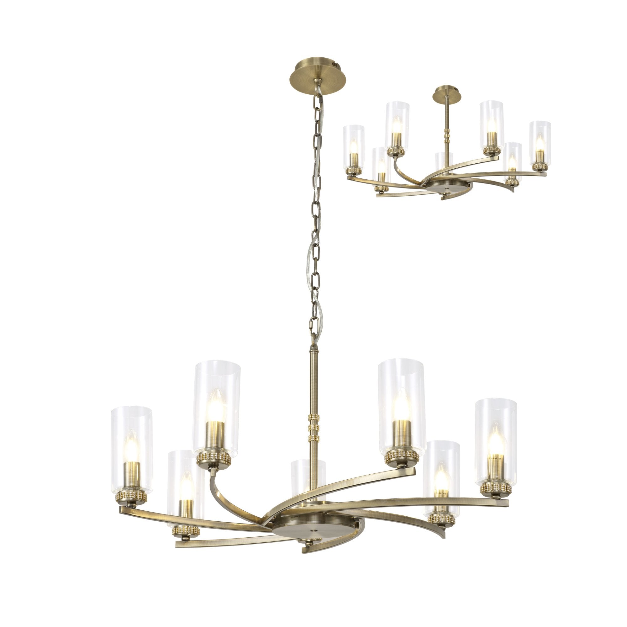 NL83769 Darling 7 Light Pendant/Semi Ceiling Antique Brass