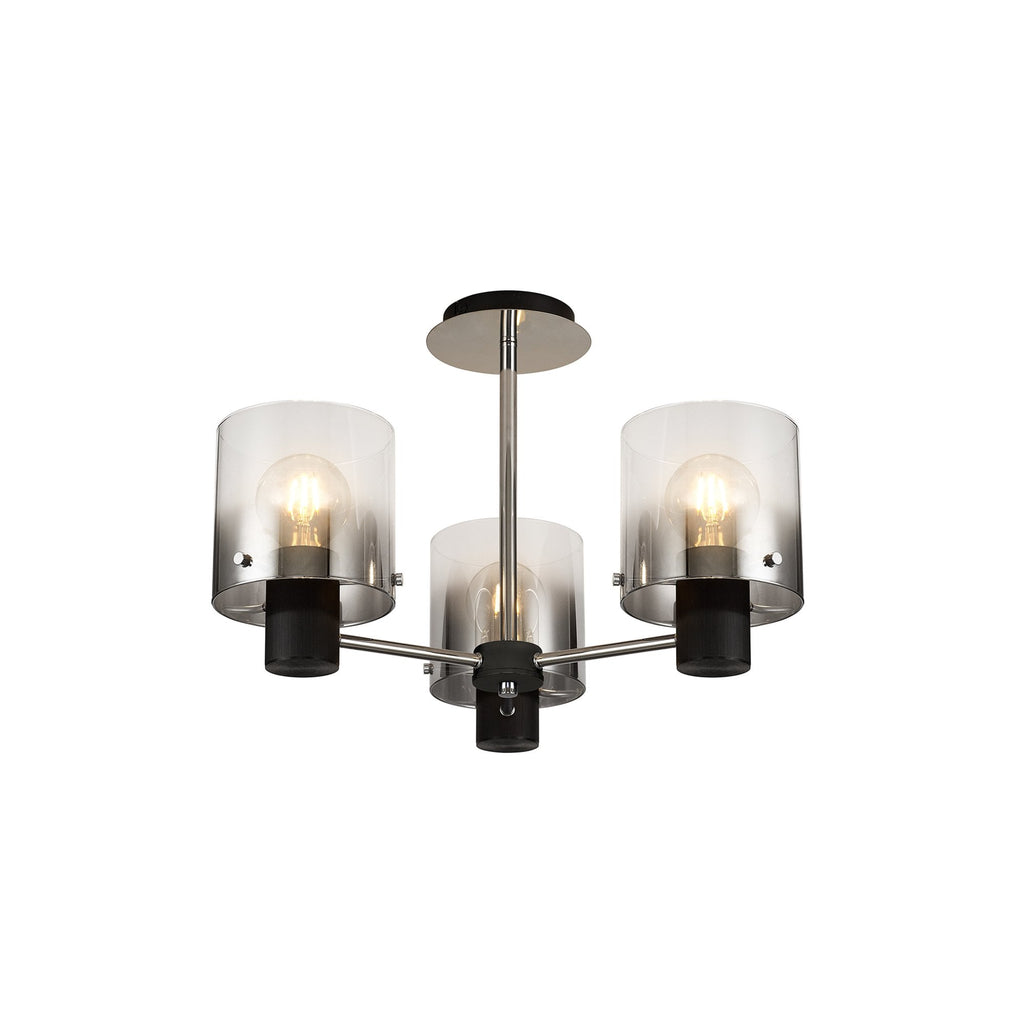 NL84019 Tokyo Semi Ceiling 3 Light Black/Smoke Fade Glass