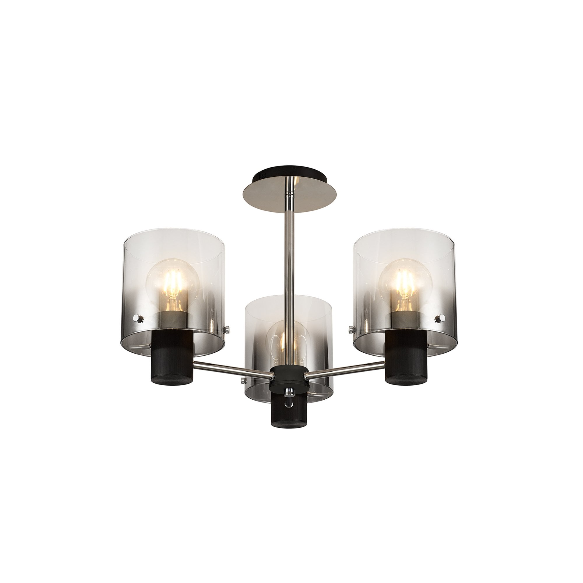 NL84019 Tokyo Semi Ceiling 3 Light Black/Smoke Fade Glass