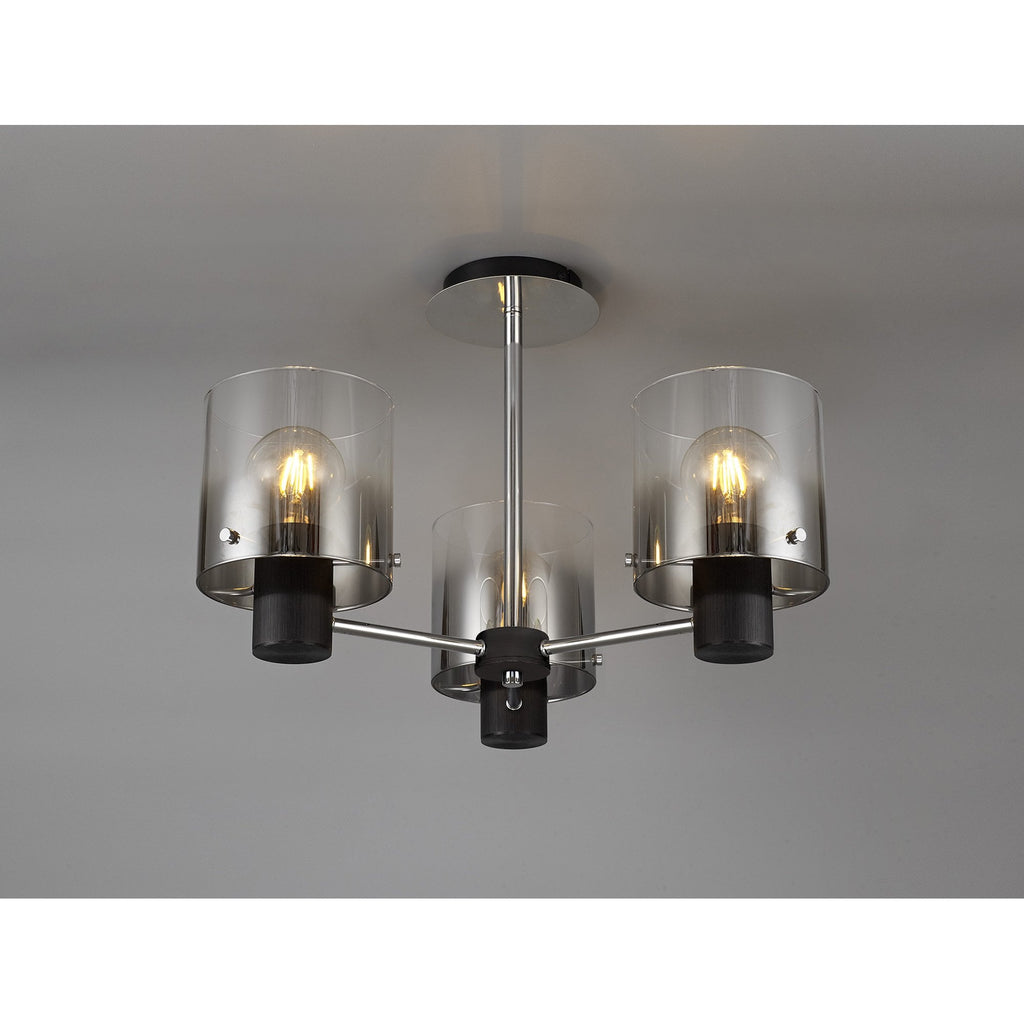 NL84019 Tokyo Semi Ceiling 3 Light Black/Smoke Fade Glass