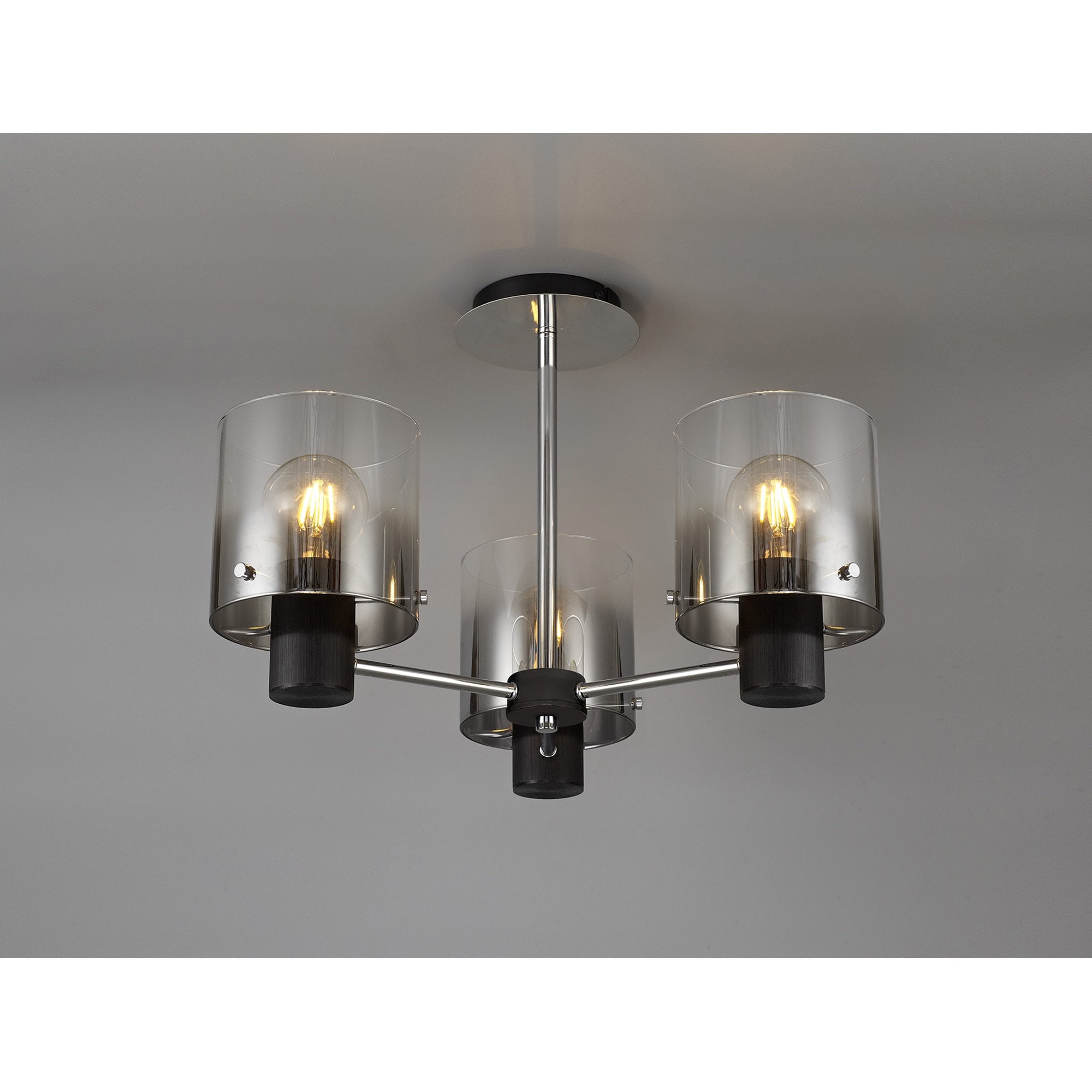 NL84019 Tokyo Semi Ceiling 3 Light Black/Smoke Fade Glass