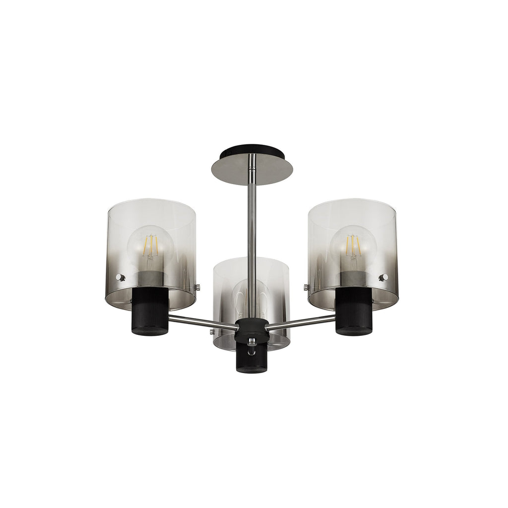 NL84019 Tokyo Semi Ceiling 3 Light Black/Smoke Fade Glass