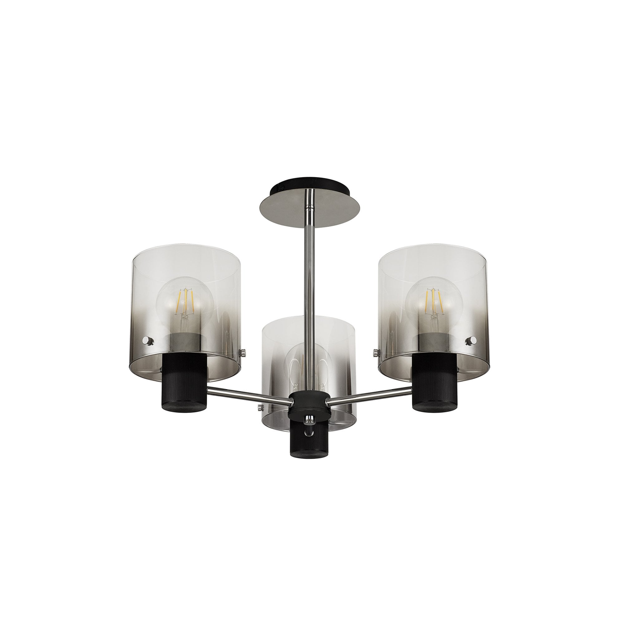 NL84019 Tokyo Semi Ceiling 3 Light Black/Smoke Fade Glass