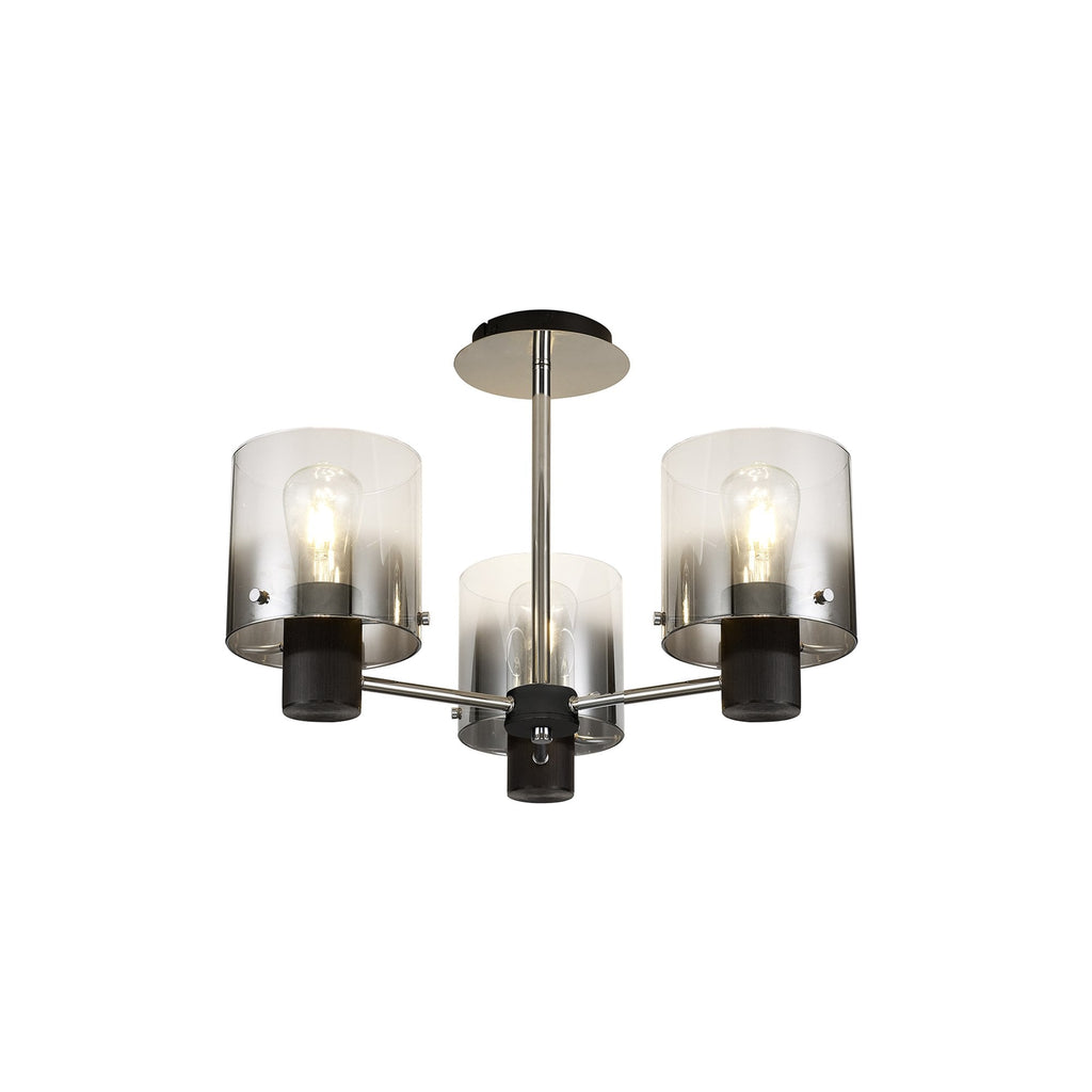 NL84019 Tokyo Semi Ceiling 3 Light Black/Smoke Fade Glass