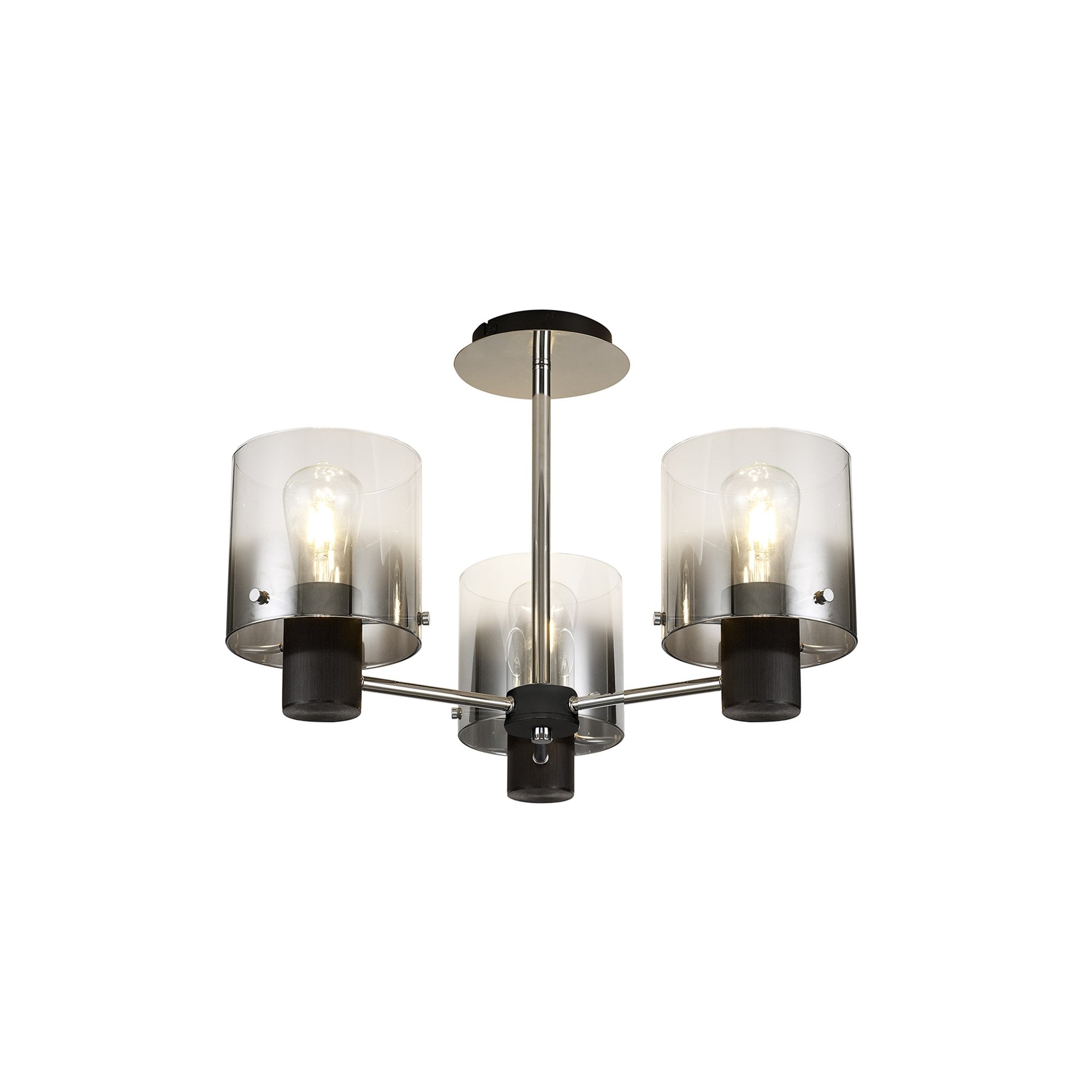 NL84019 Tokyo Semi Ceiling 3 Light Black/Smoke Fade Glass