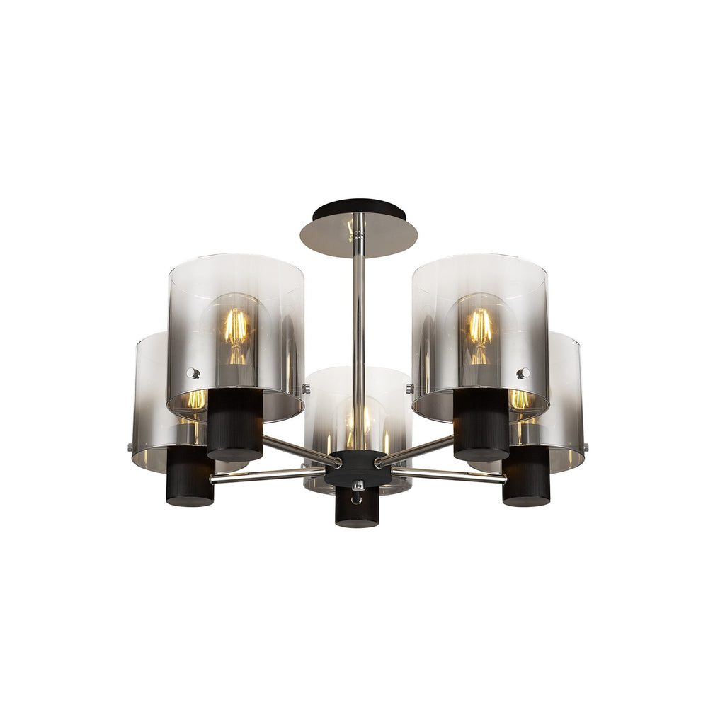 NL84029 Tokyo Semi Ceiling 5 Light Black/Smoke Fade Glass