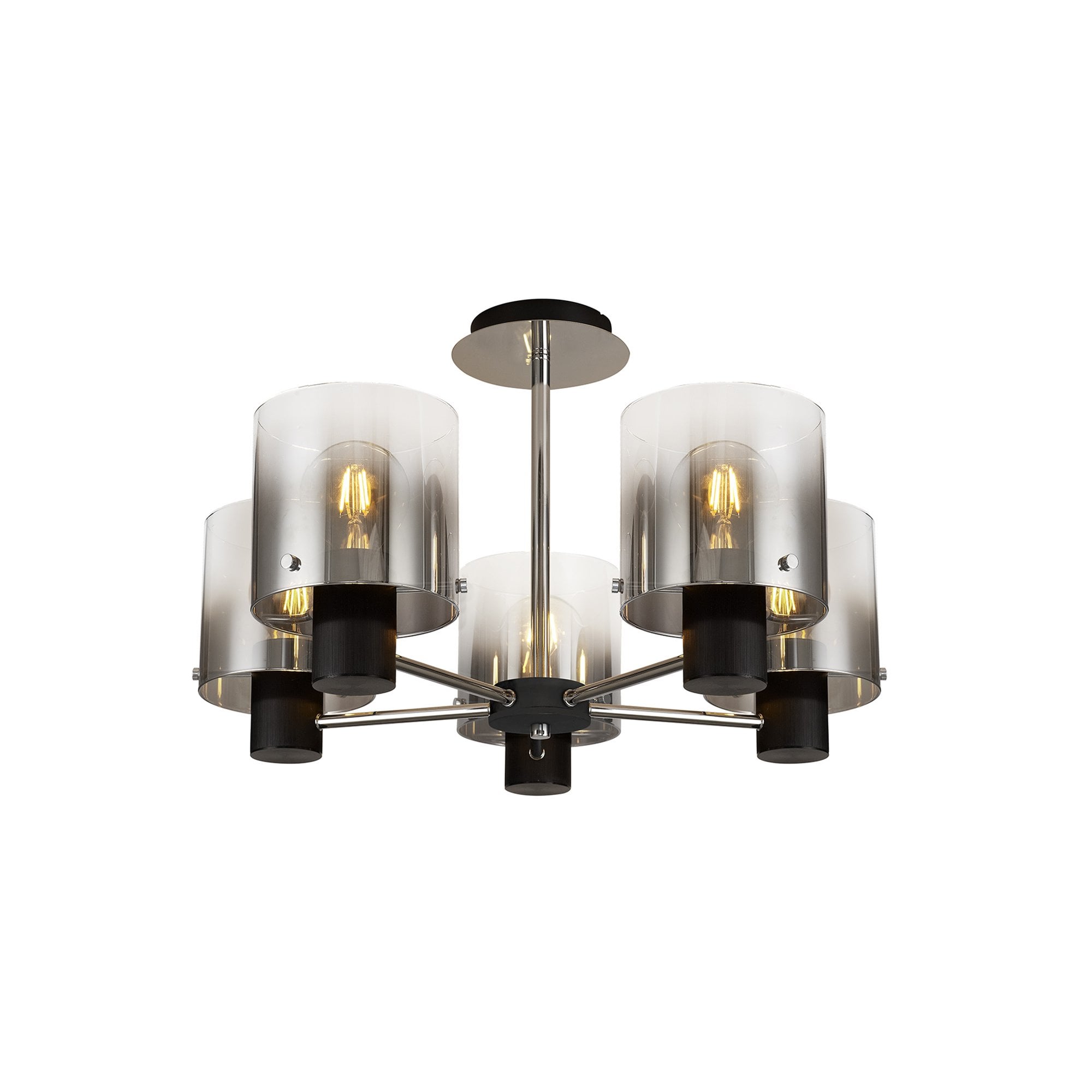 NL84029 Tokyo Semi Ceiling 5 Light Black/Smoke Fade Glass