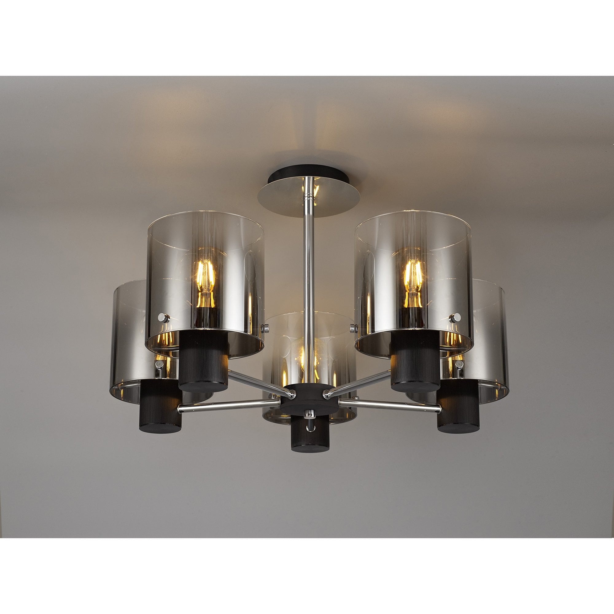 NL84029 Tokyo Semi Ceiling 5 Light Black/Smoke Fade Glass