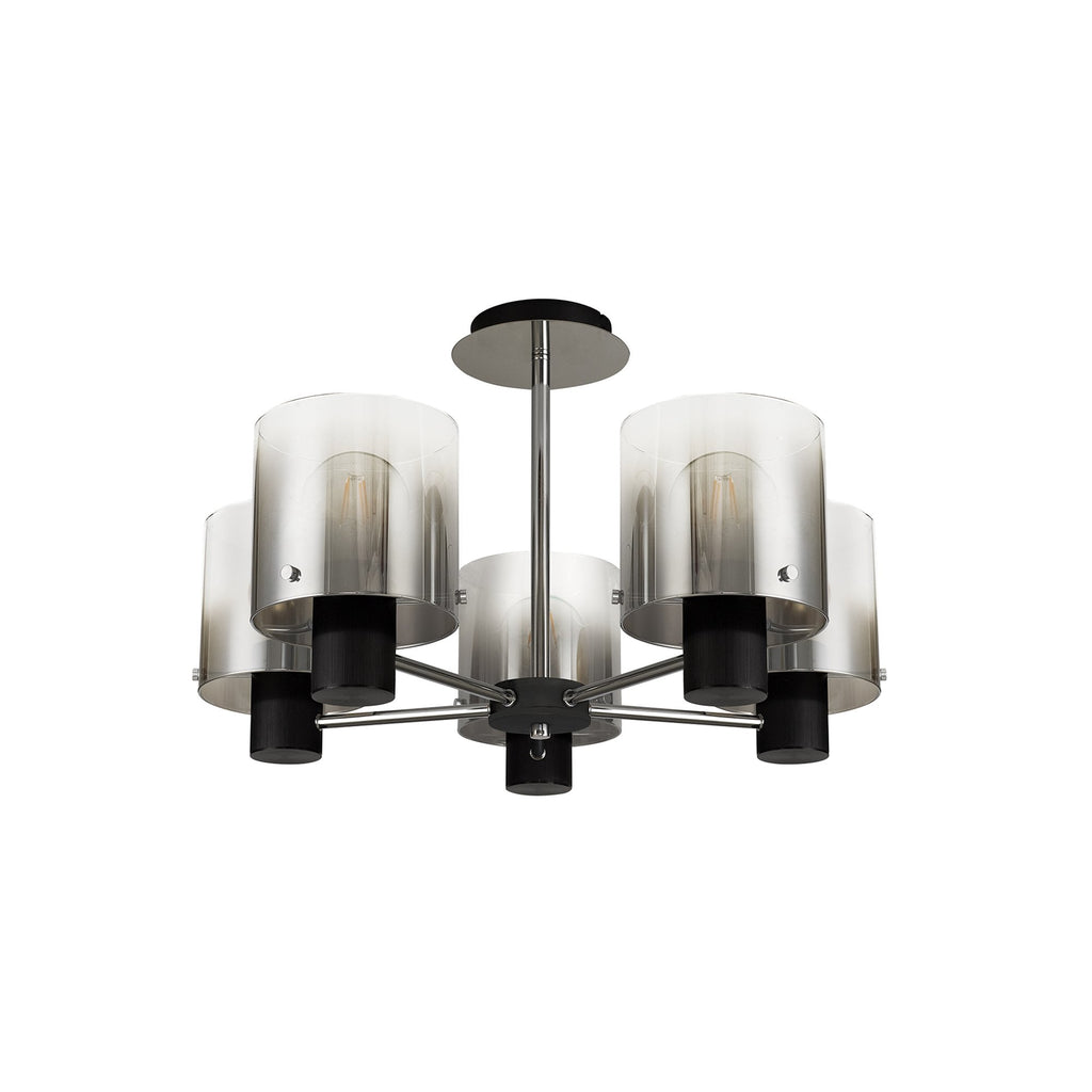 NL84029 Tokyo Semi Ceiling 5 Light Black/Smoke Fade Glass