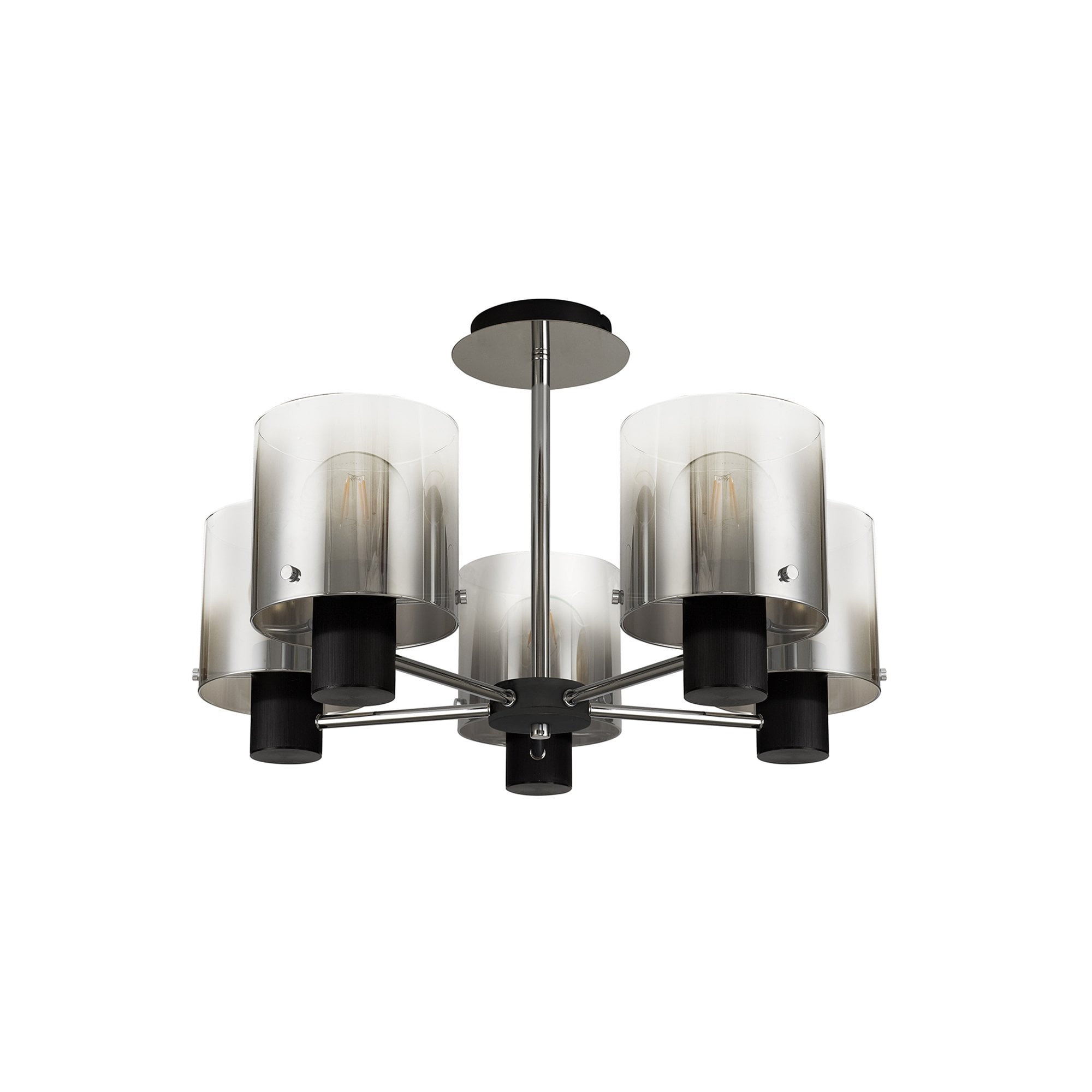 NL84029 Tokyo Semi Ceiling 5 Light Black/Smoke Fade Glass