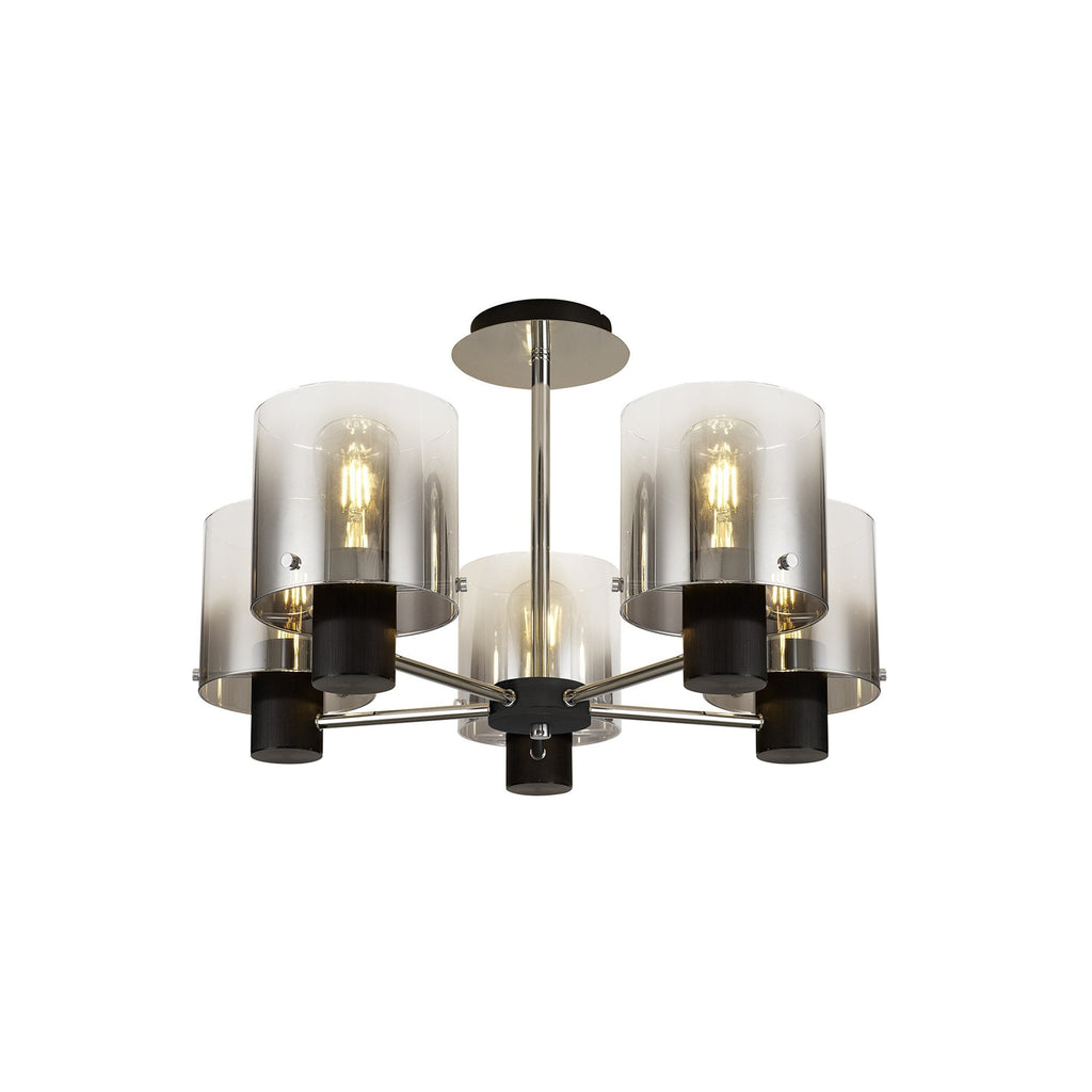 NL84029 Tokyo Semi Ceiling 5 Light Black/Smoke Fade Glass