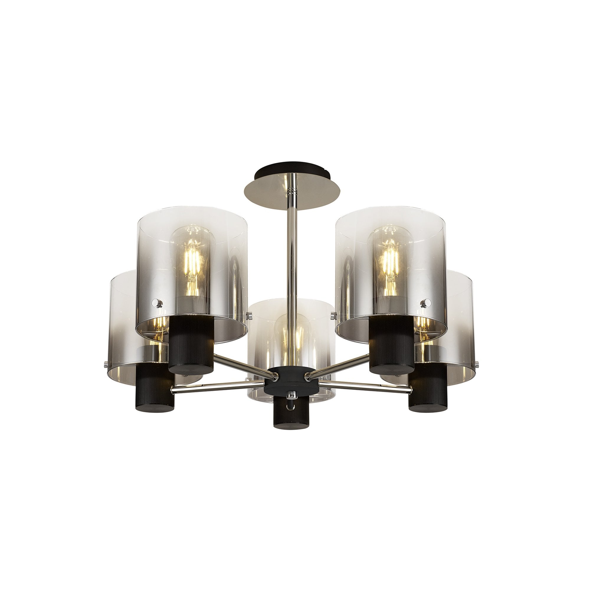 NL84029 Tokyo Semi Ceiling 5 Light Black/Smoke Fade Glass