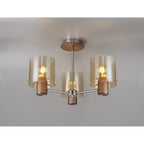 NL84039 Tokyo Semi Ceiling 3 Light Mocha/Amber Glass