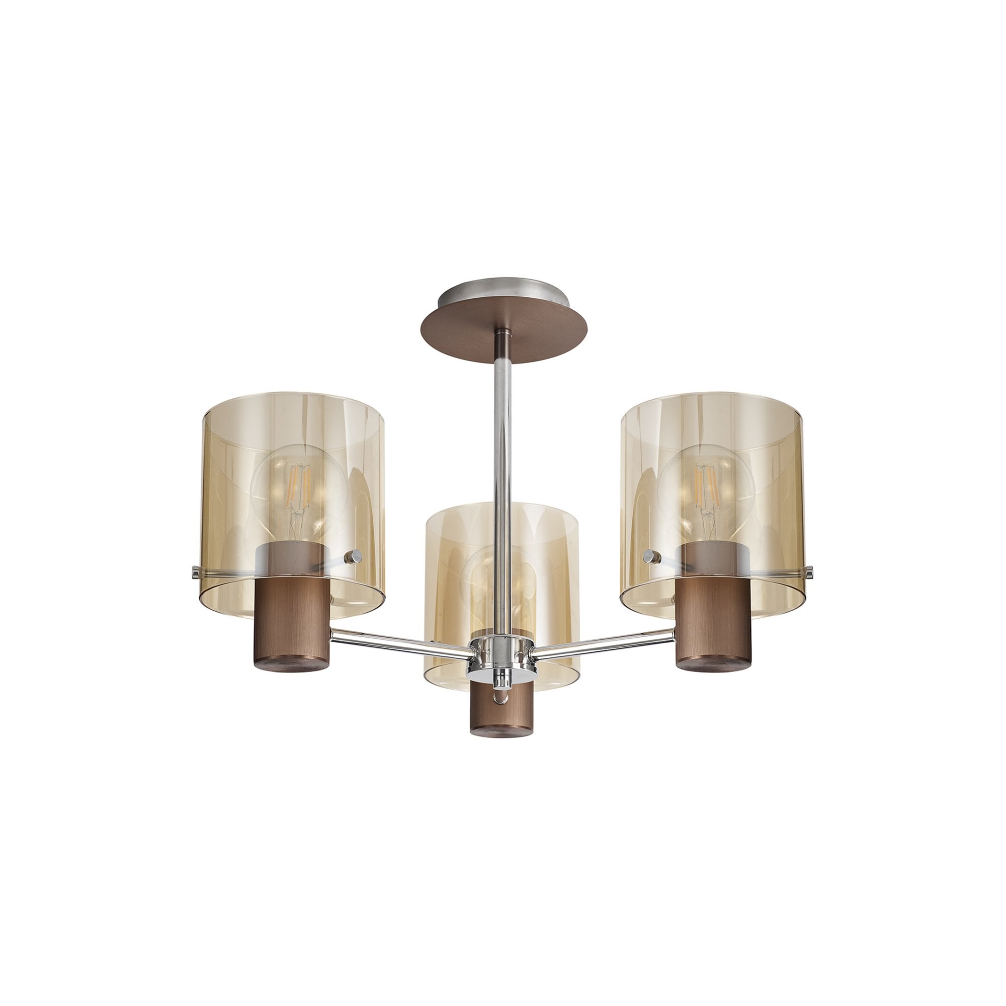 NL84039 Tokyo Semi Ceiling 3 Light Mocha/Amber Glass