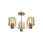 NL84039 Tokyo Semi Ceiling 3 Light Mocha/Amber Glass