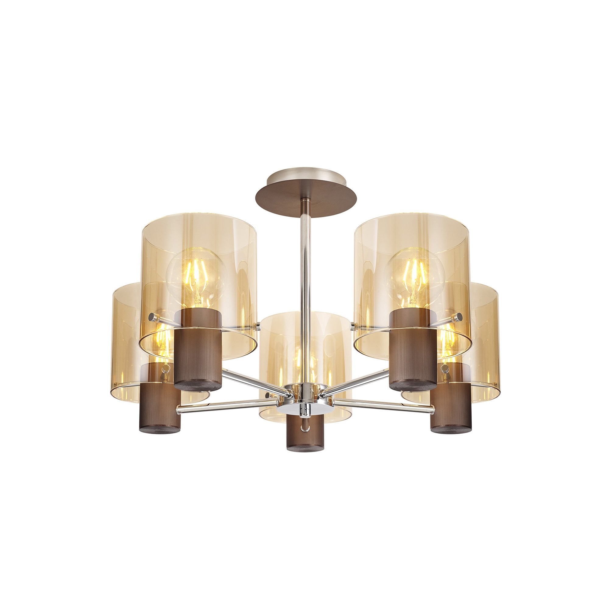 NL84049 Tokyo Semi Ceiling 5 Light Mocha/Amber Glass