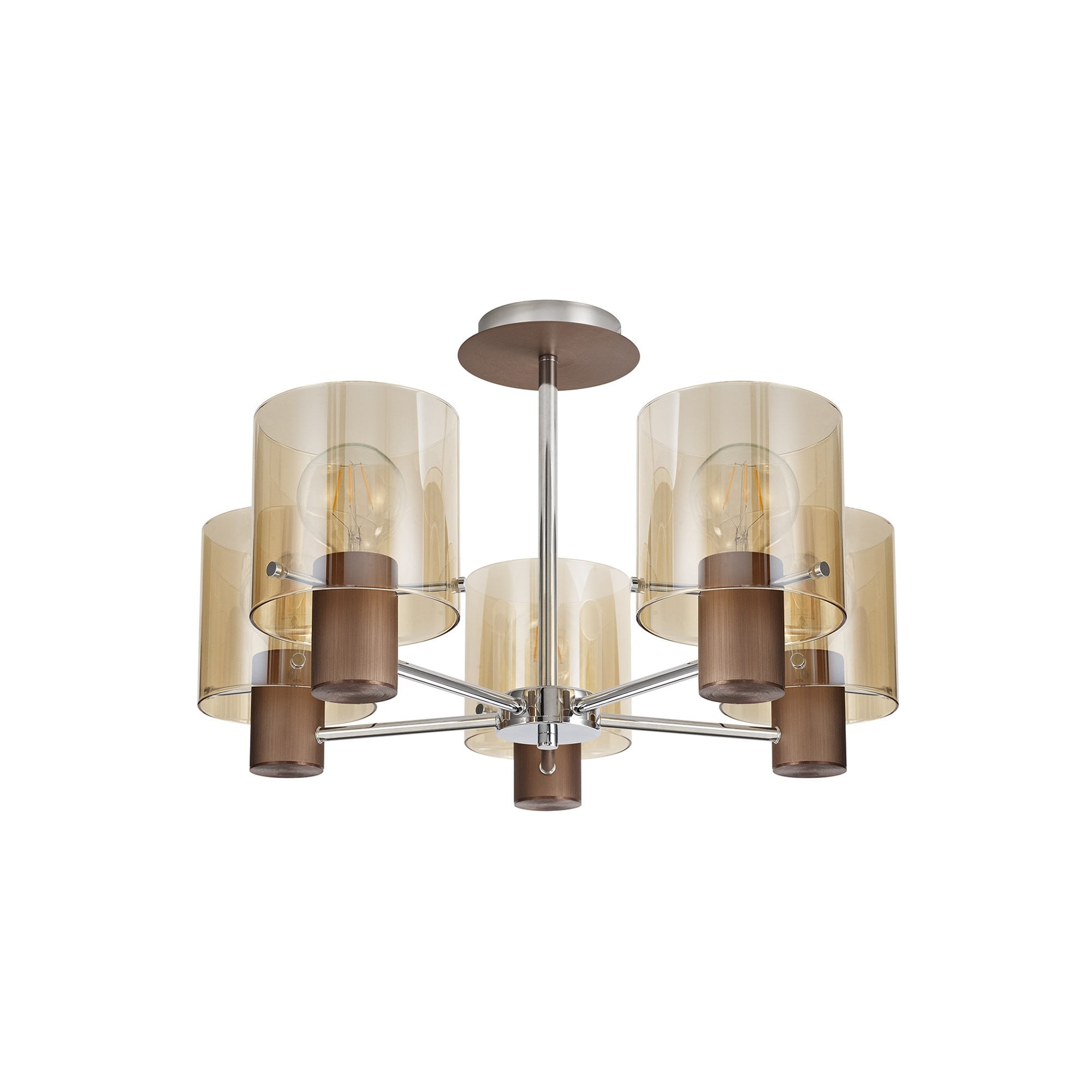 NL84049 Tokyo Semi Ceiling 5 Light Mocha/Amber Glass
