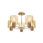 NL84049 Tokyo Semi Ceiling 5 Light Mocha/Amber Glass