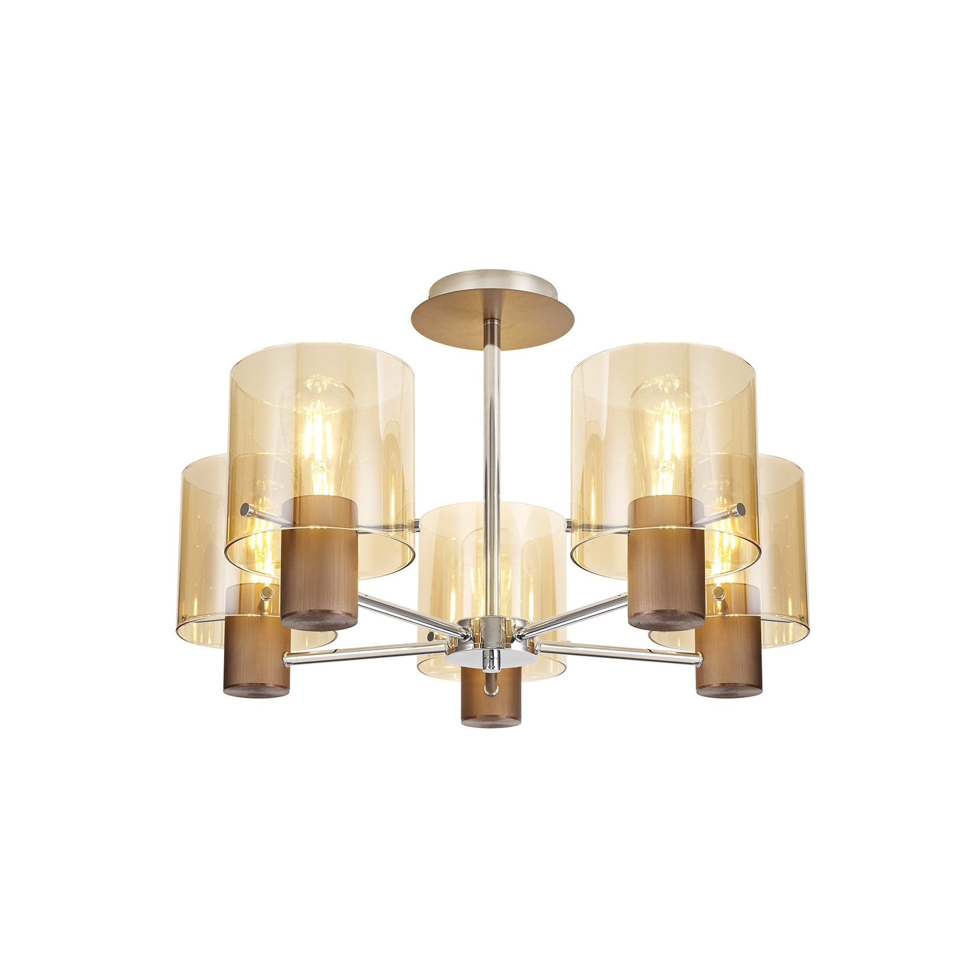 NL84049 Tokyo Semi Ceiling 5 Light Mocha/Amber Glass