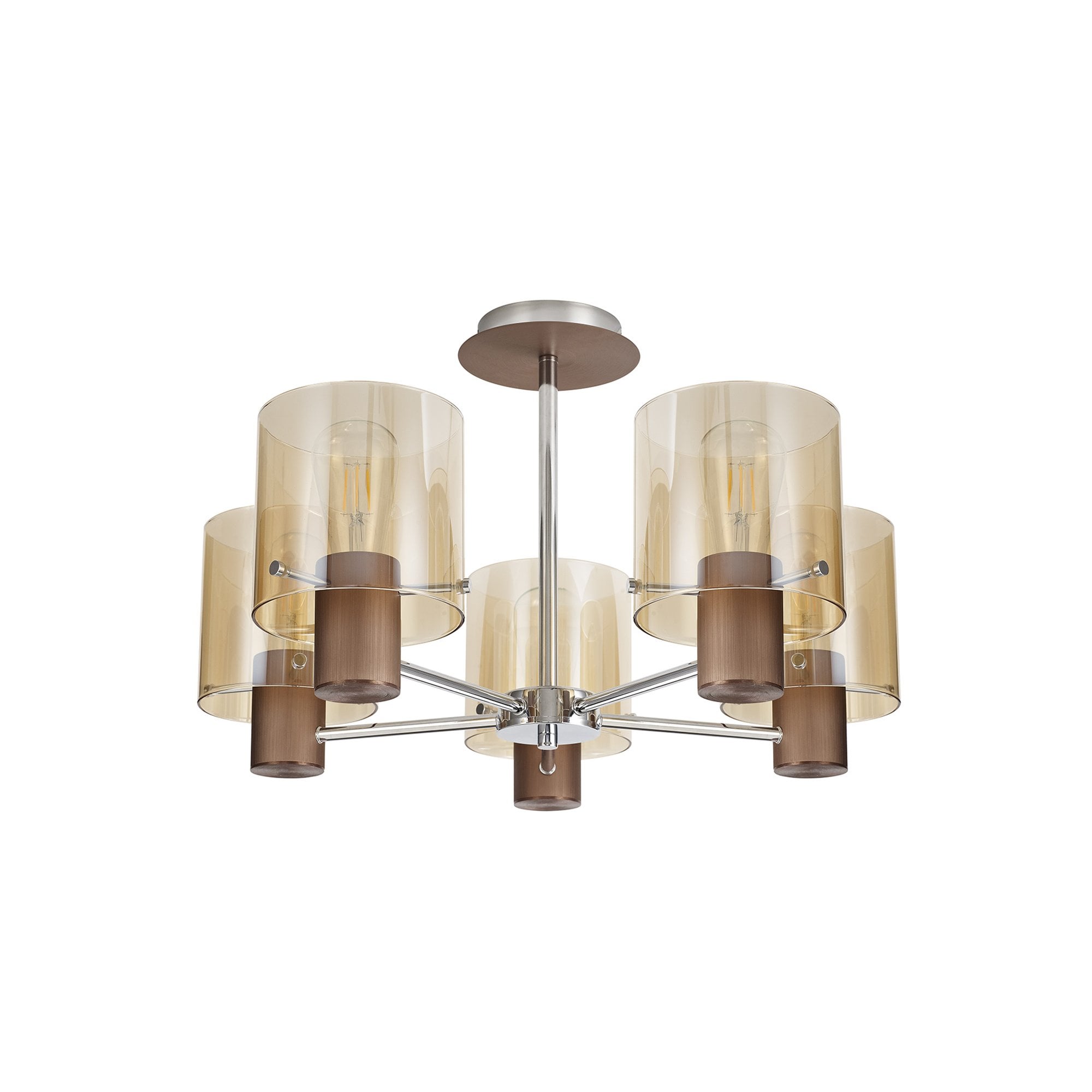 NL84049 Tokyo Semi Ceiling 5 Light Mocha/Amber Glass