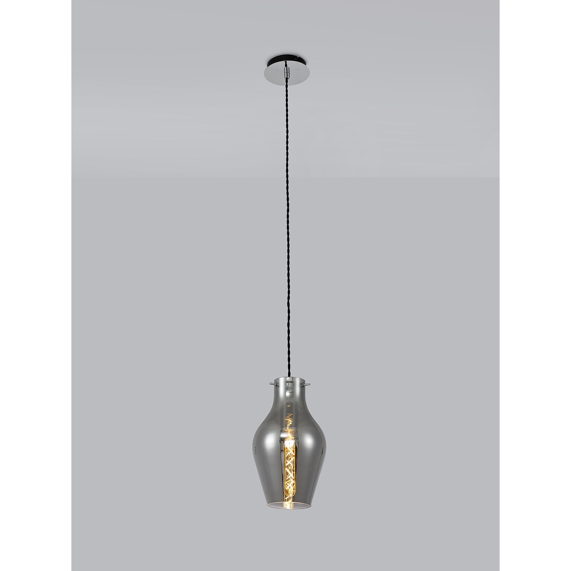 NL84149 Zen Pendant 17cm Round Chrome & Smoke