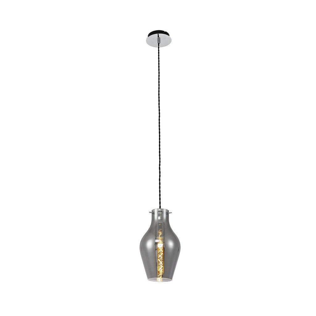 NL84149 Zen Pendant 17cm Round Chrome & Smoke