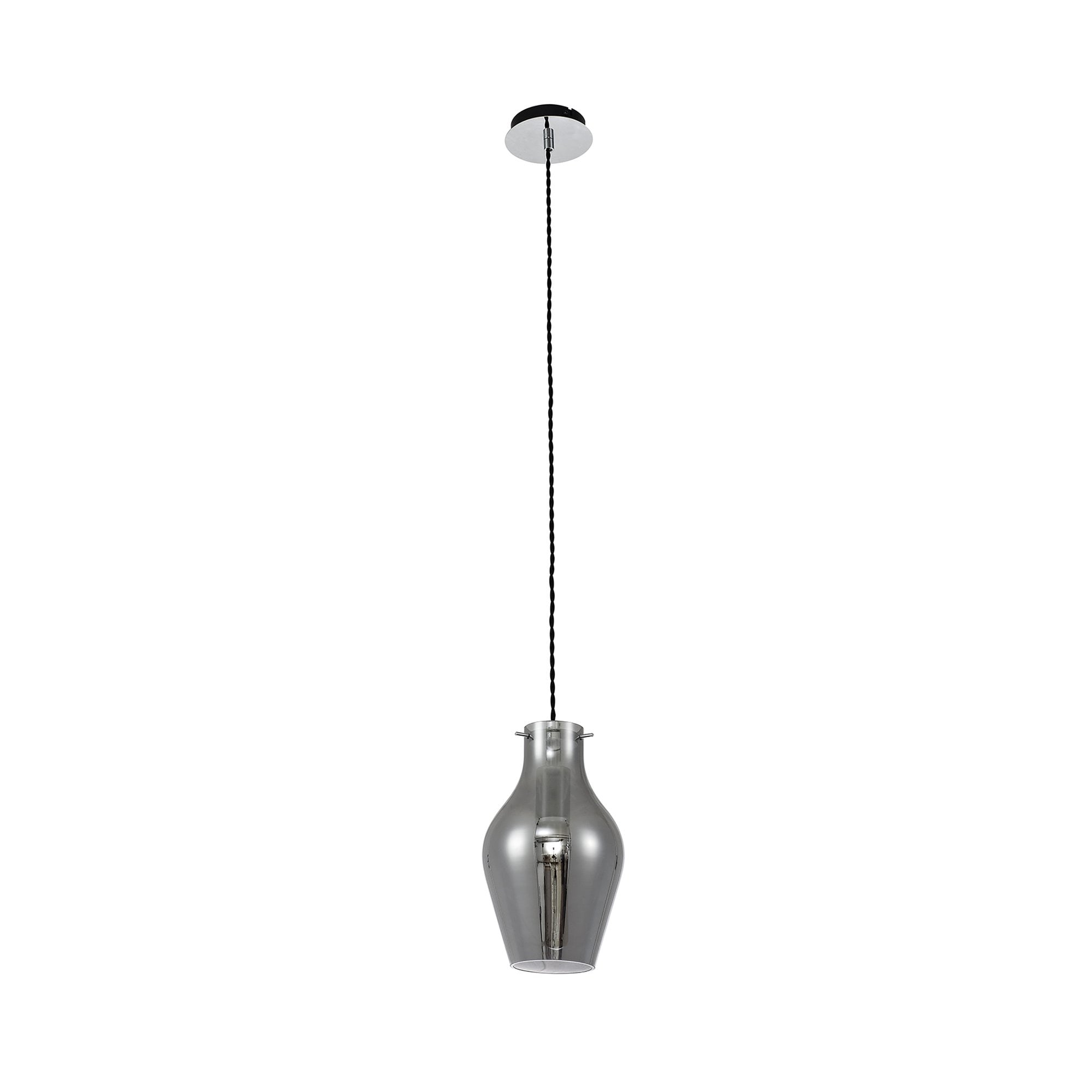 NL84149 Zen Pendant 17cm Round Chrome & Smoke