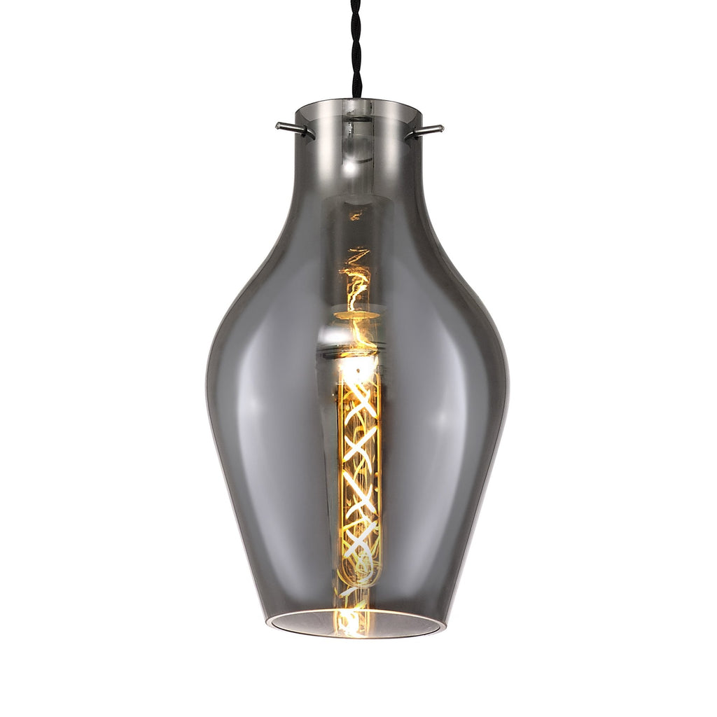 NL84149 Zen Pendant 17cm Round Chrome & Smoke