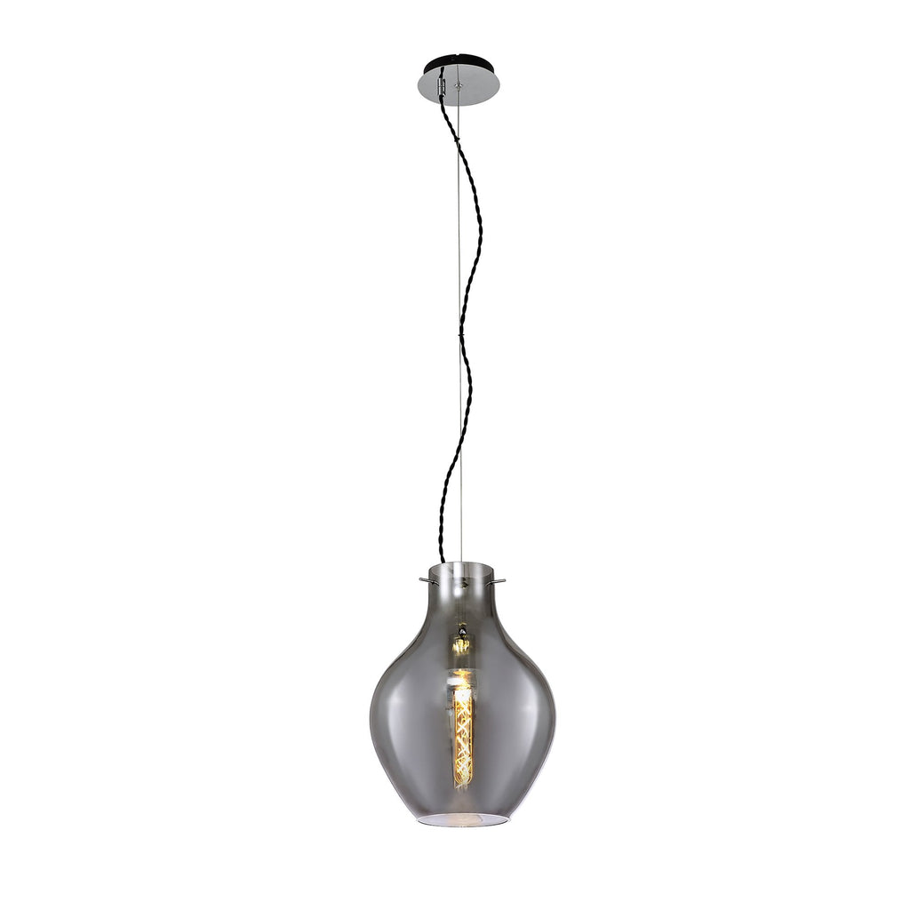 NL84159 Zen Pendant 28cm Round Chrome & Smoke
